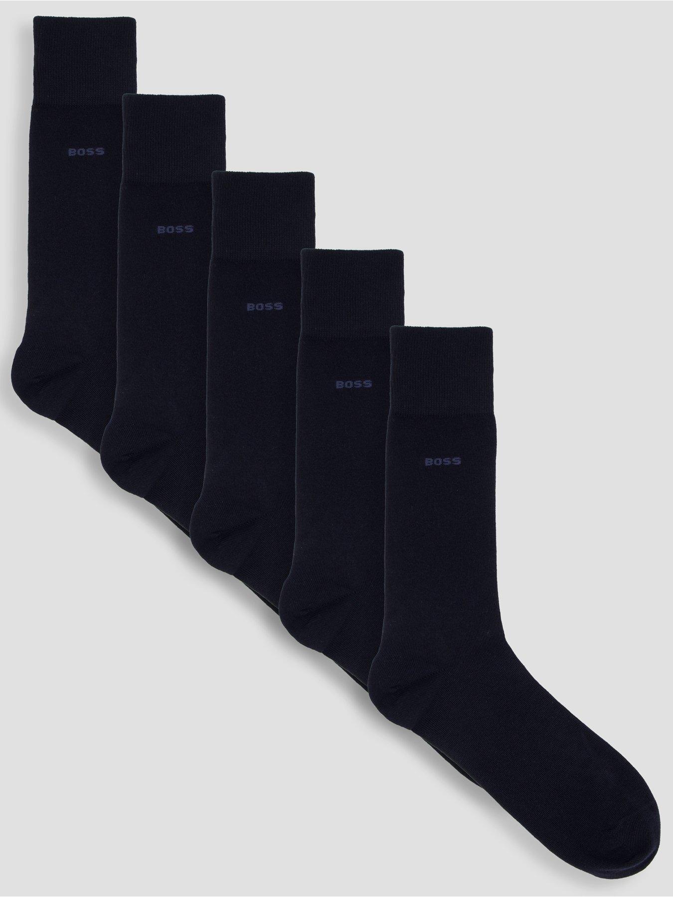 BOSS Bodywear 5 Pack Logo Crew Socks - Navy