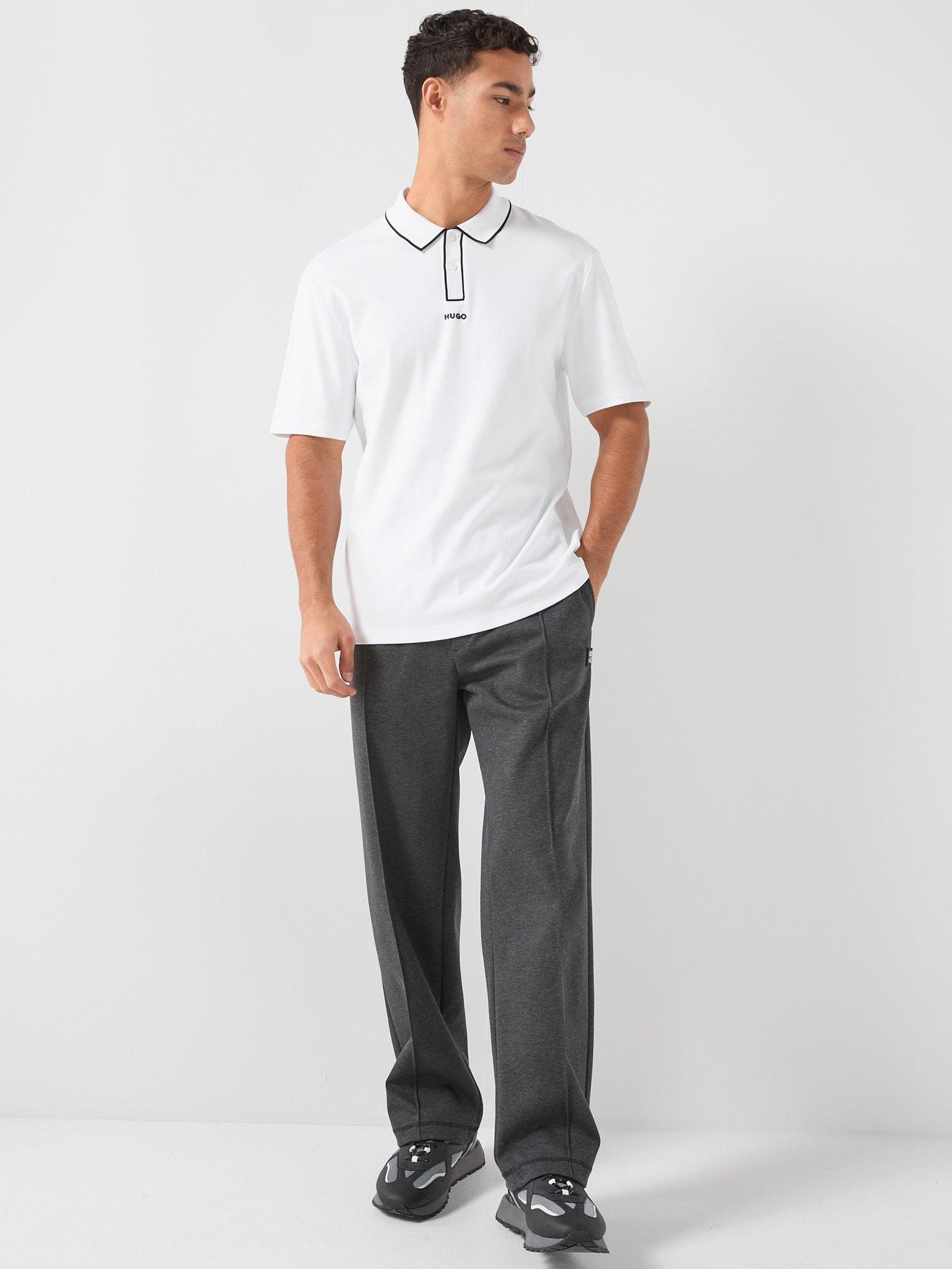 Image 3 of 4 of HUGO Dalumo Outline Placket Regular Fit Polo Shirt - White