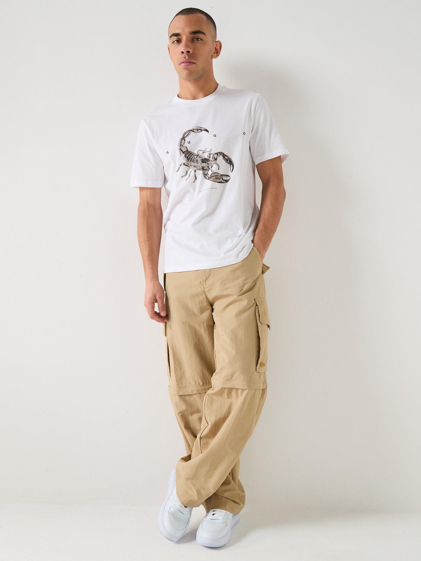  image of hugo-fargo261-zip-off-cargo-pants-beige
