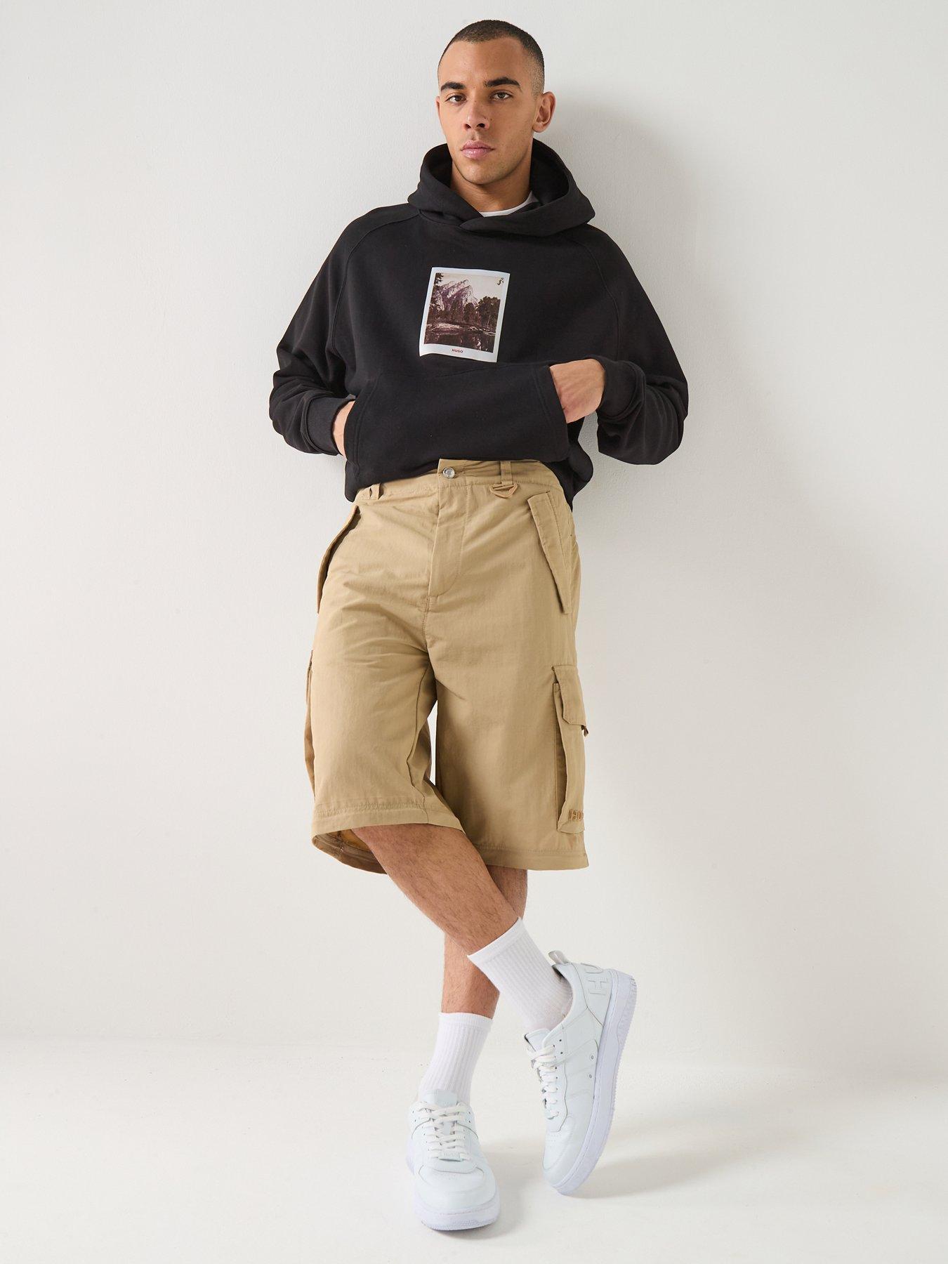  image of hugo-fargo261-zip-off-cargo-pants-beige