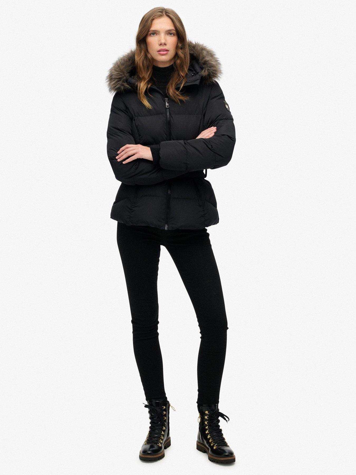 Image 3 of 5 of Superdry Fuji Belted Puffer Coat - Black