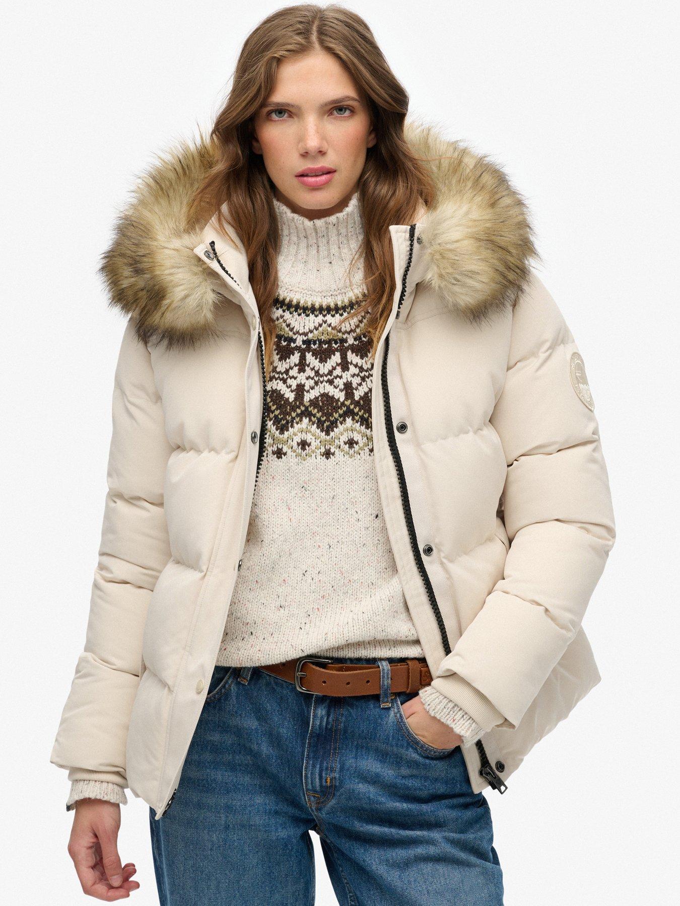 Superdry Everest 5 Baffle Puffer Jacket - Cream