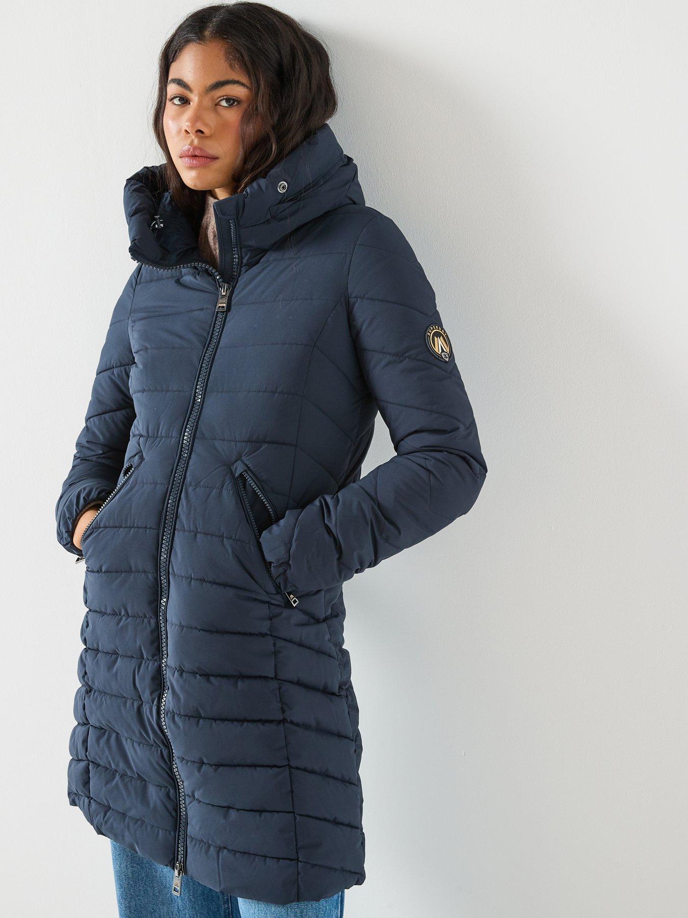  image of superdry-fuji-faux-fur-hood-mid-length-coat-navy