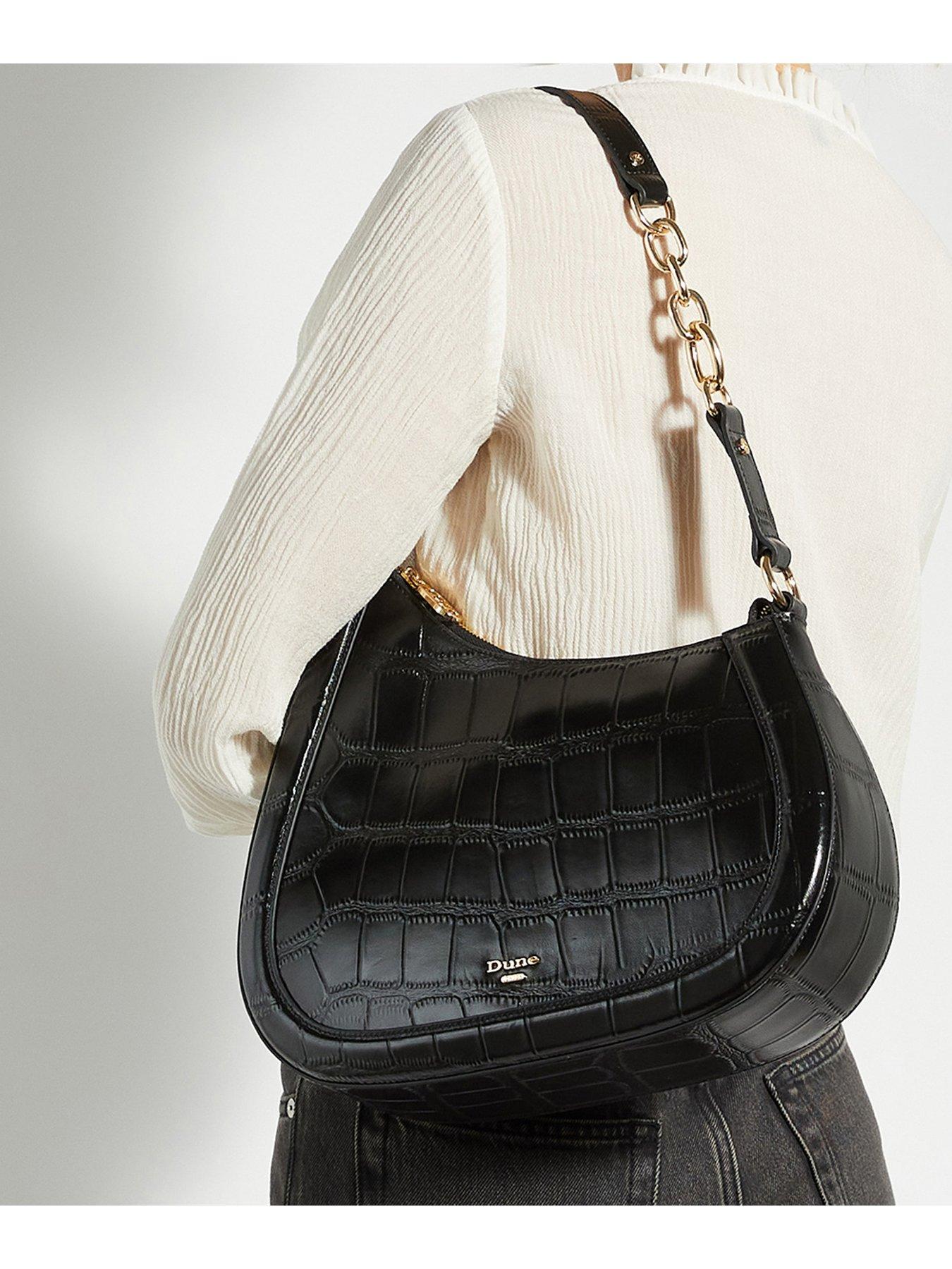 Dune London Directional Tassel Trim Leather Hobo Bag - Black