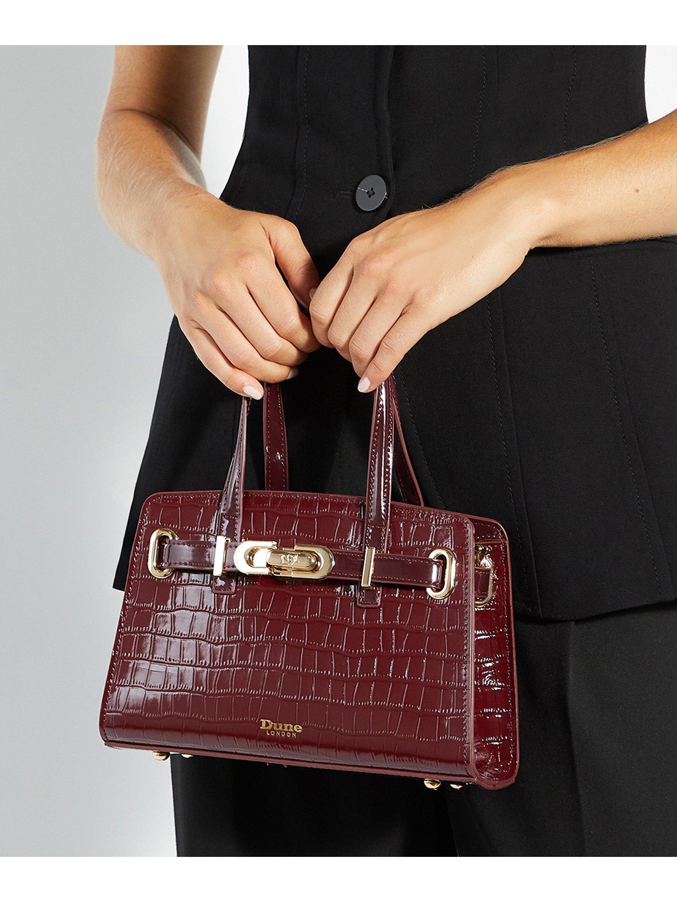 Dune London Dinkydefine Leather Tote Bag - Burgundy Croc