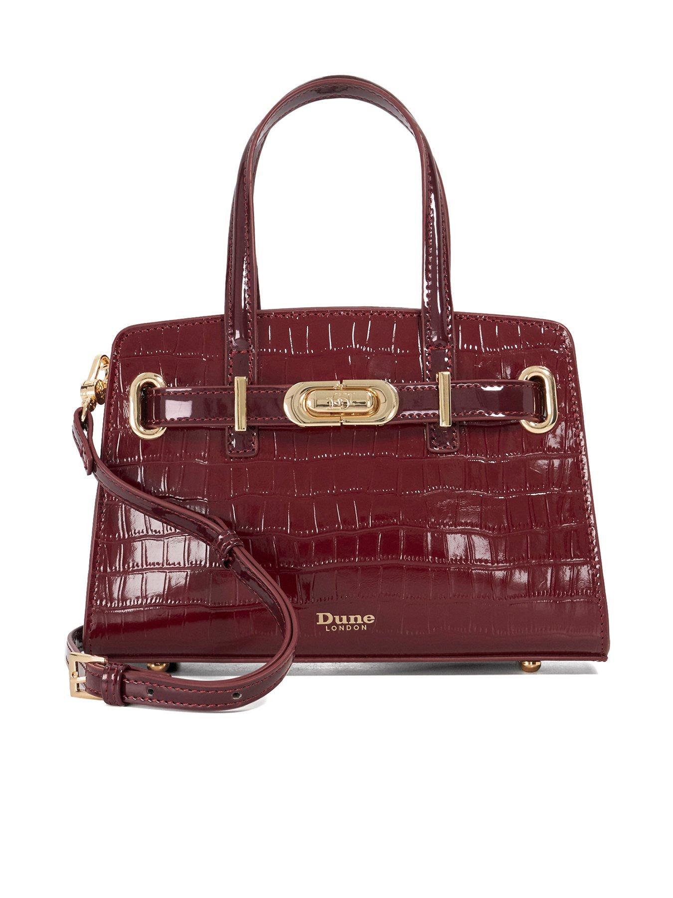 Dune London Dinkydefine Leather Tote Bag - Burgundy Croc