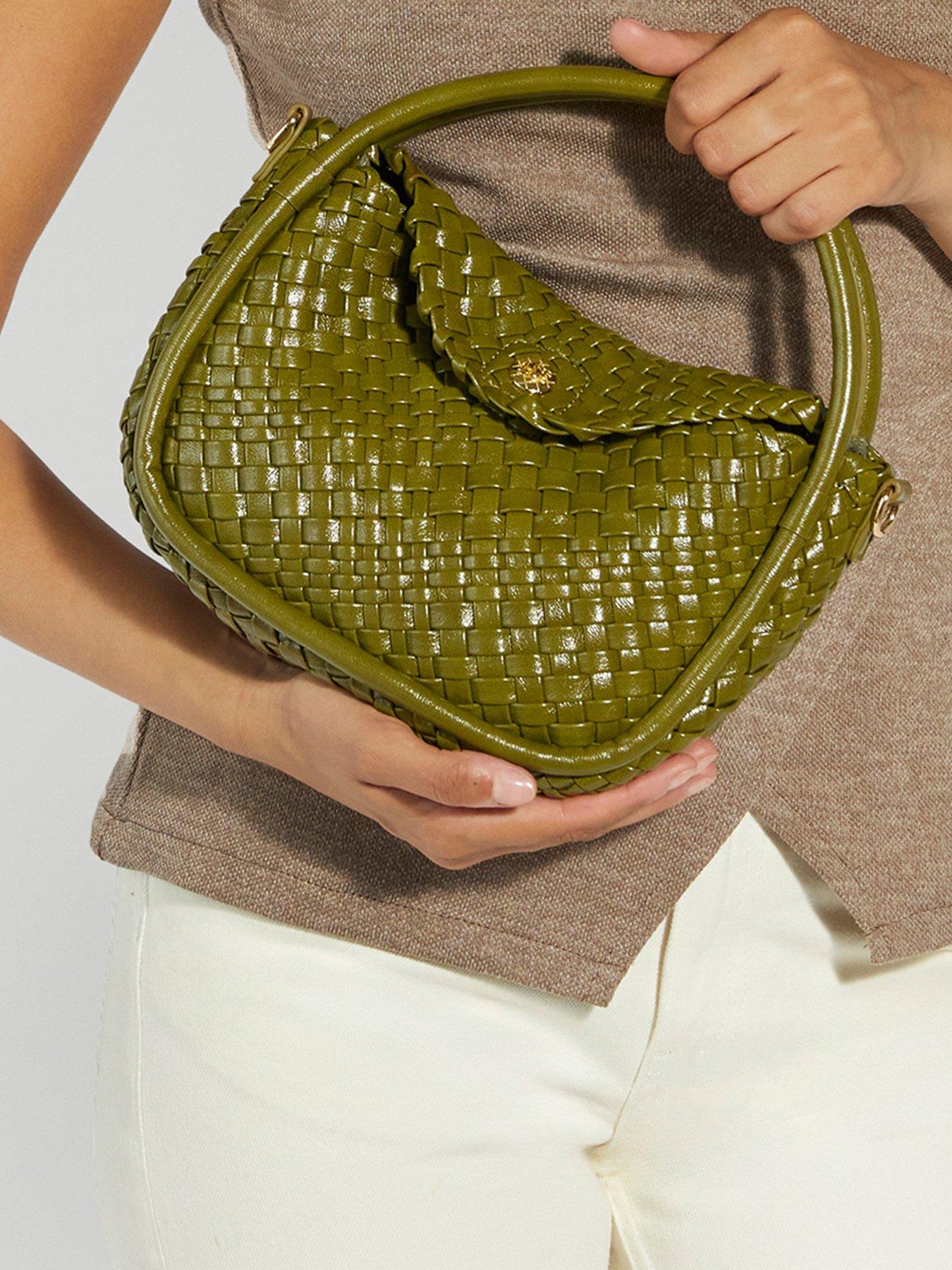  image of dune-london-dinideliberate-small-woven-bag-green