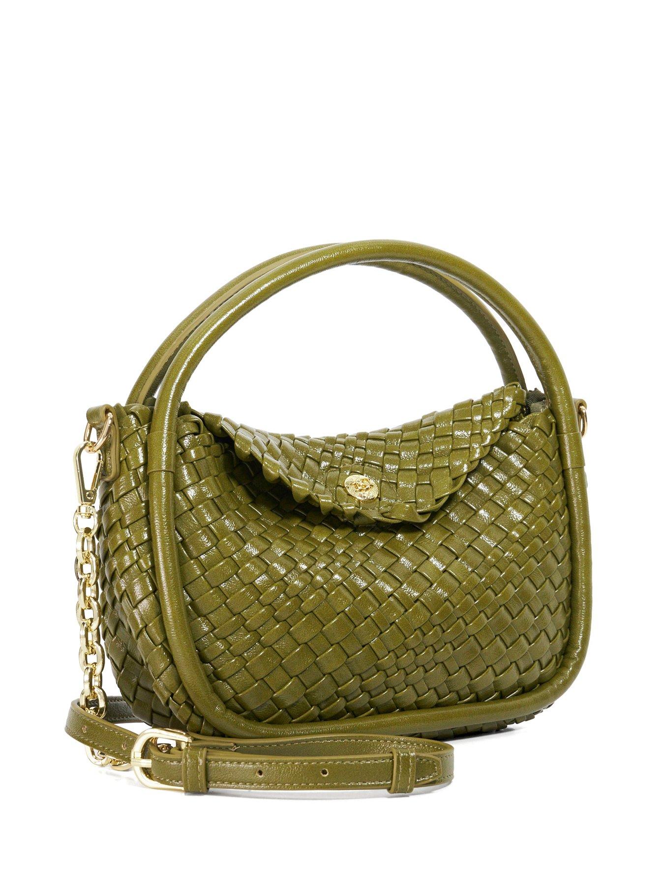  image of dune-london-dinideliberate-small-woven-bag-green