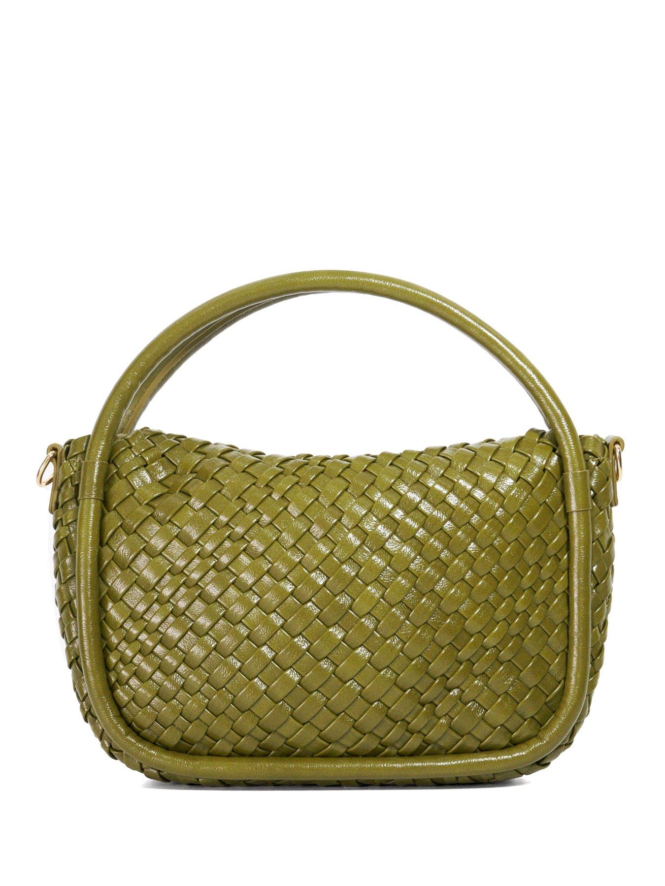  image of dune-london-dinideliberate-small-woven-bag-green