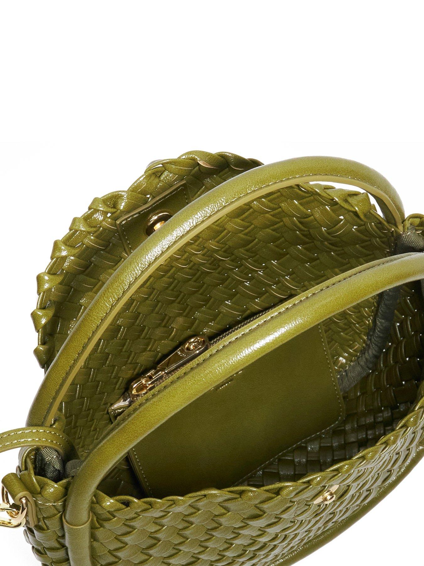  image of dune-london-dinideliberate-small-woven-bag-green