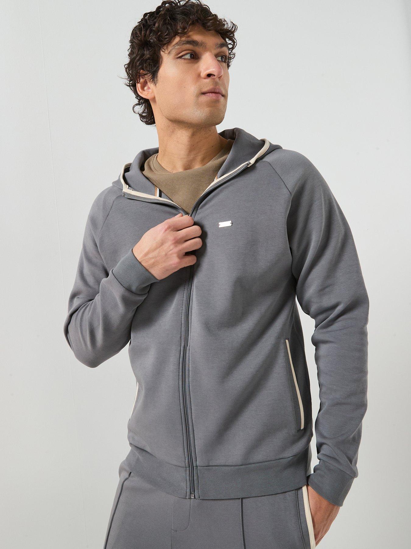 BOSS Sense Hooded Loungewear Top - Dark Grey