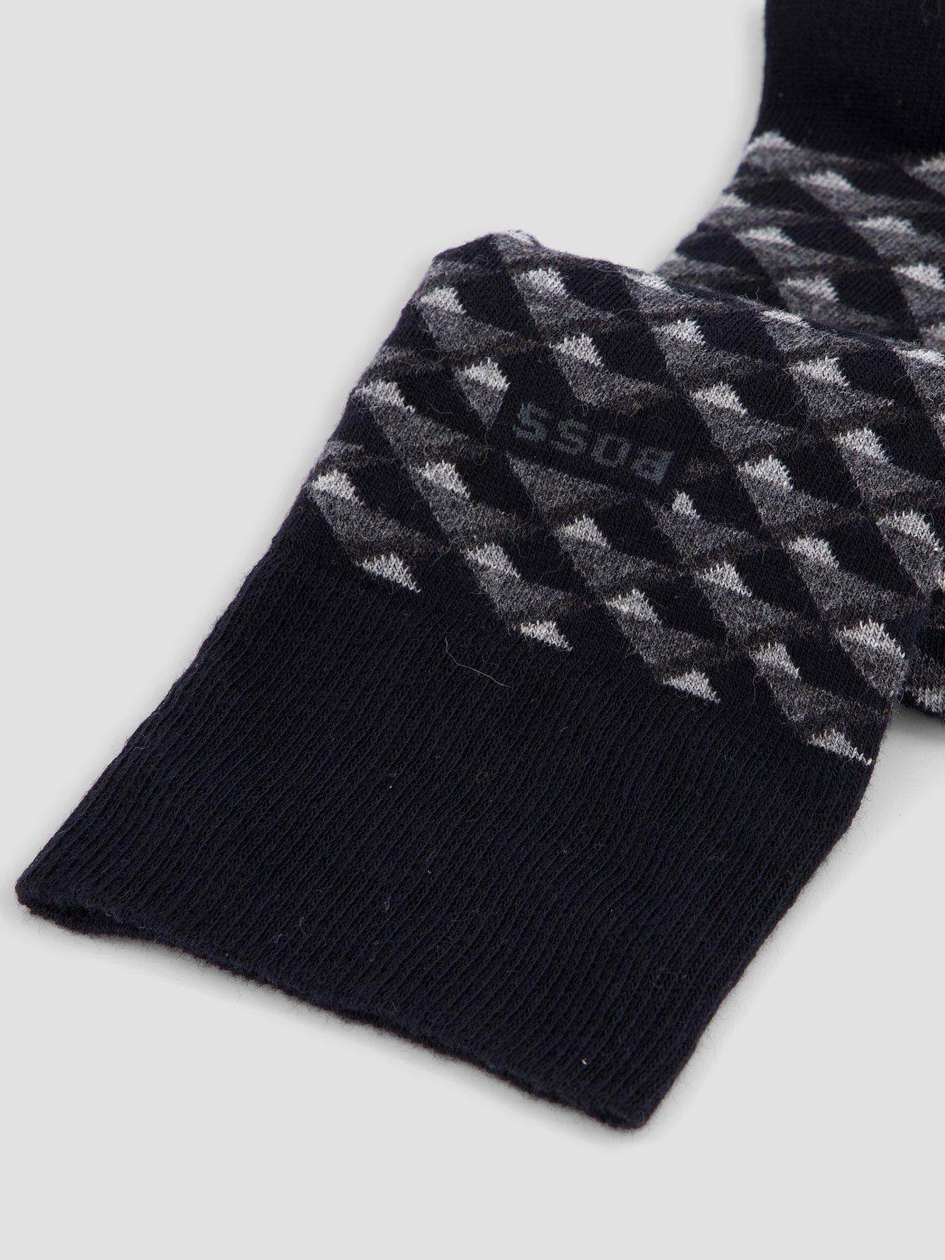  image of boss-bodywear-2-pack-mini-pattern-cotton-crew-socks-black