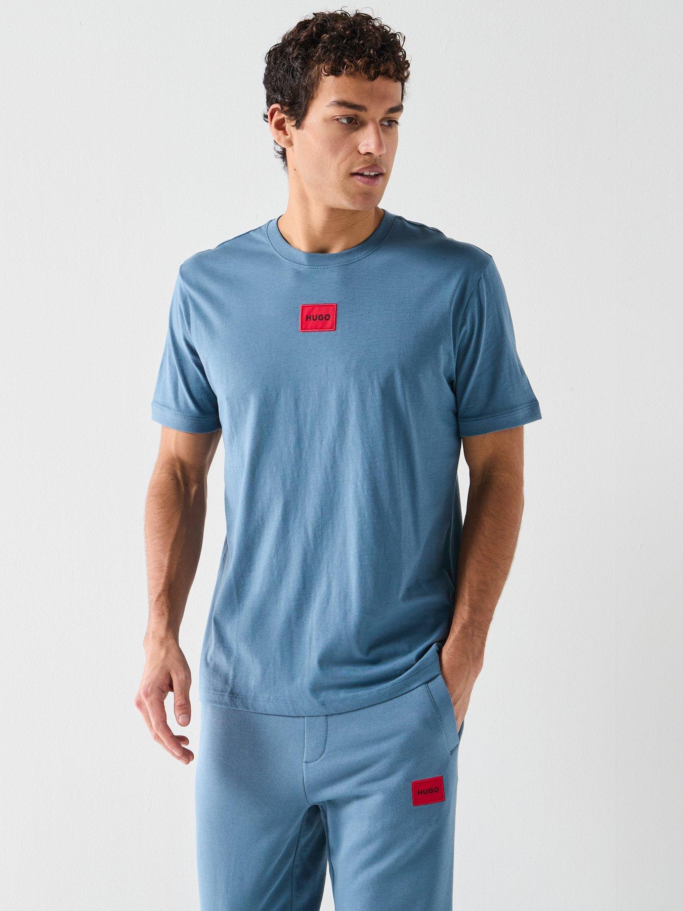HUGO Diragolino212 Regular Fit Centre Patch Logo T-Shirt - Blue