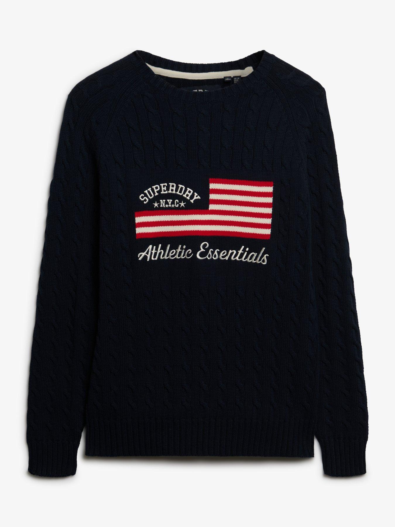 Image 5 of 5 of Superdry Slouchy Cable Flag Knit Jumper - Navy