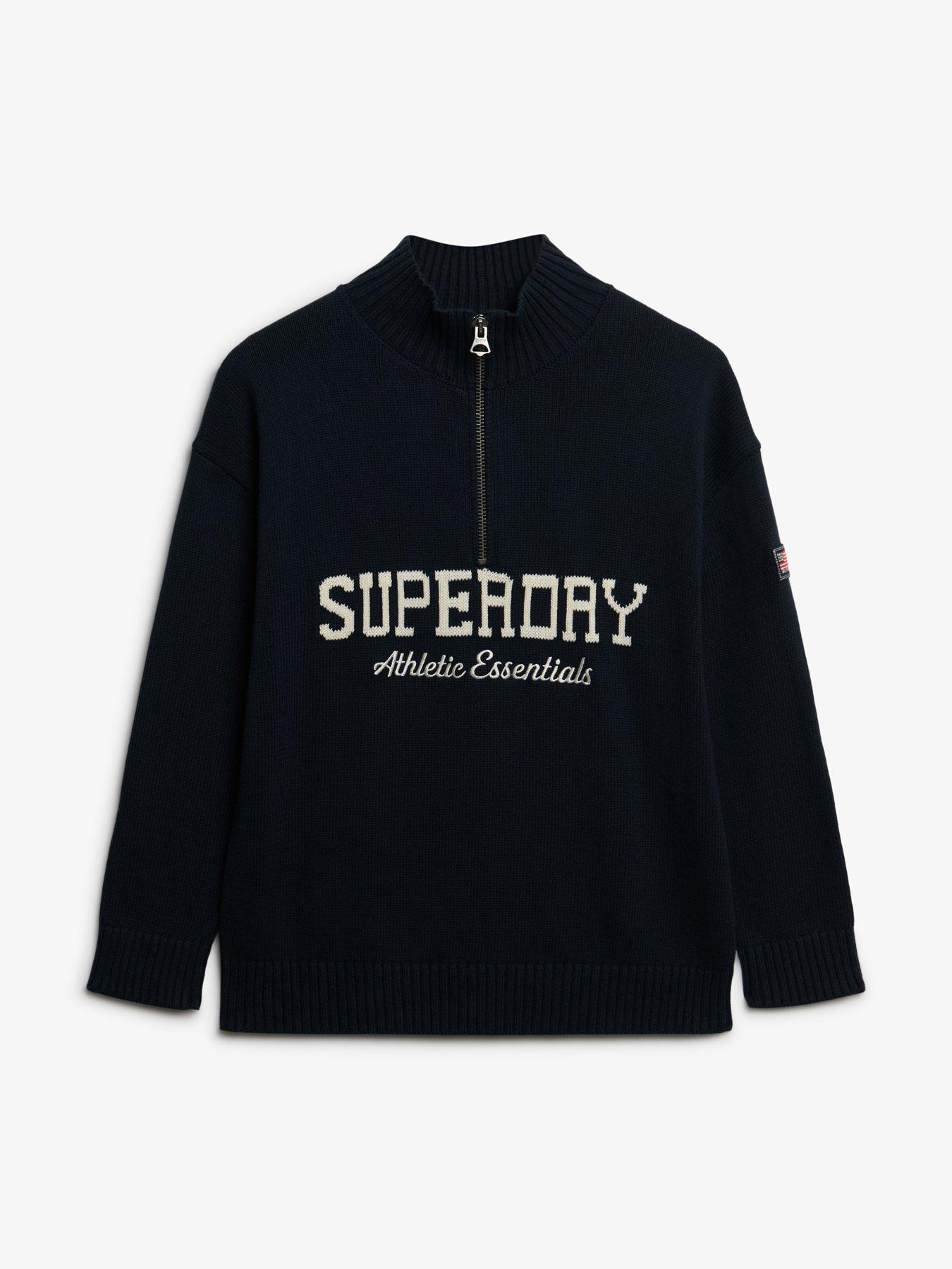 Image 5 of 5 of Superdry Slouchy Graphic Henley Jumper - Navy