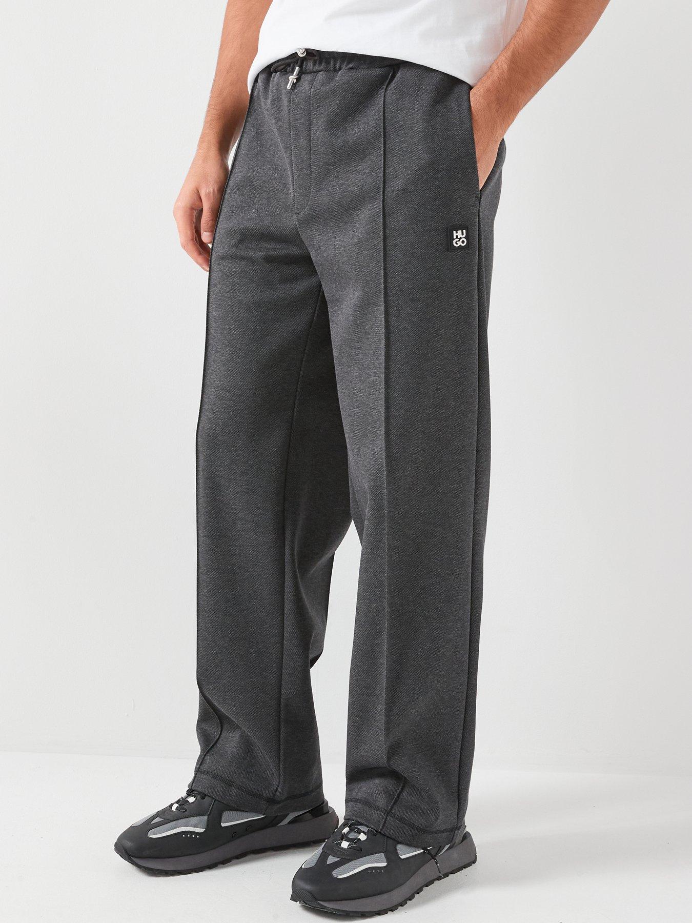 HUGO Hugo Dineto Stacked Logo Pleated Joggers - Grey