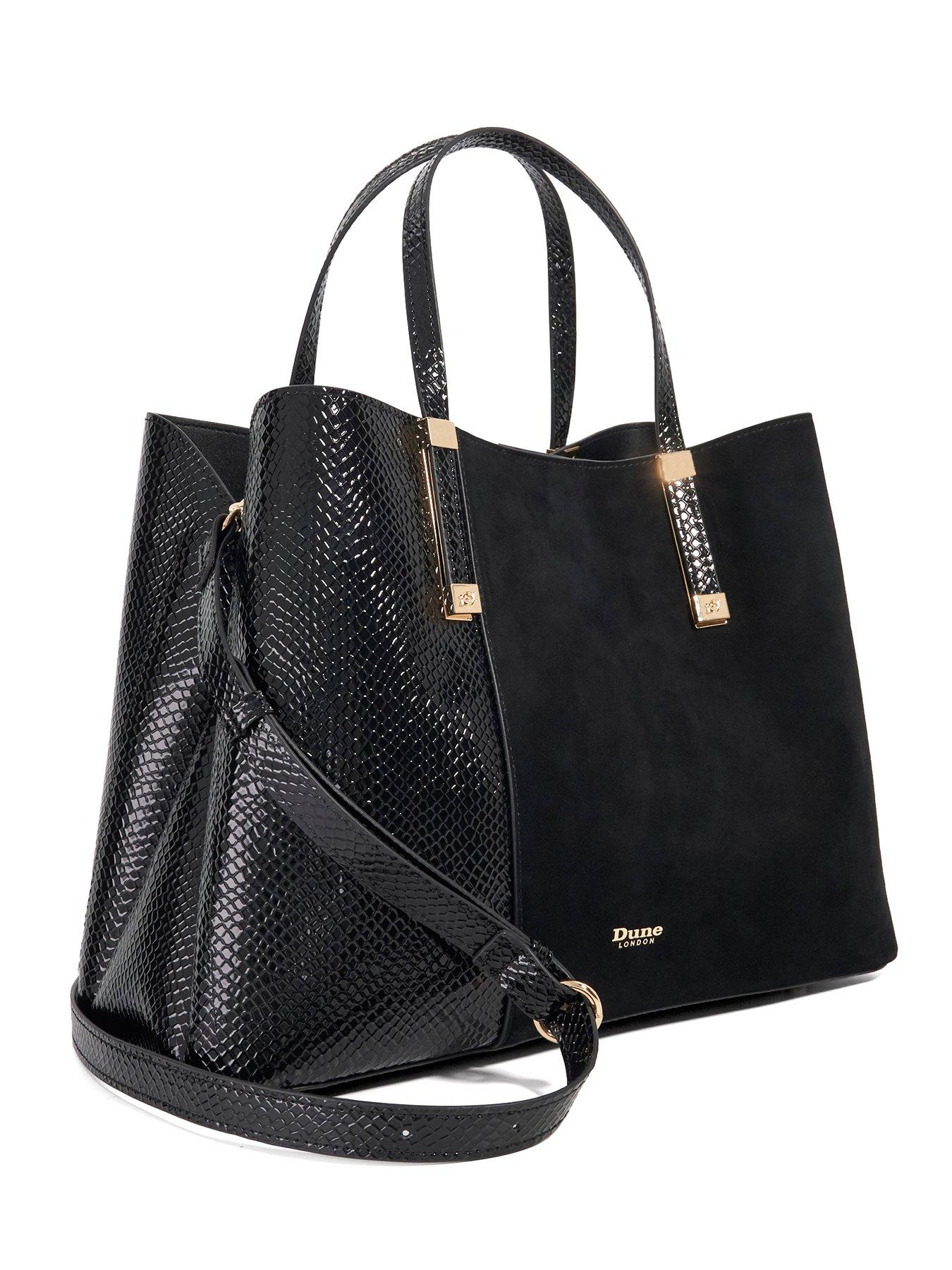 Image 3 of 5 of Dune London Dorry Suede Mix Tote Bag - Black