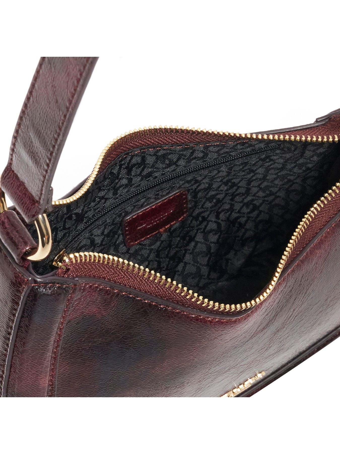  image of dune-london-direction-asymmetric-chain-detail-leather-shoulder-bag-purple