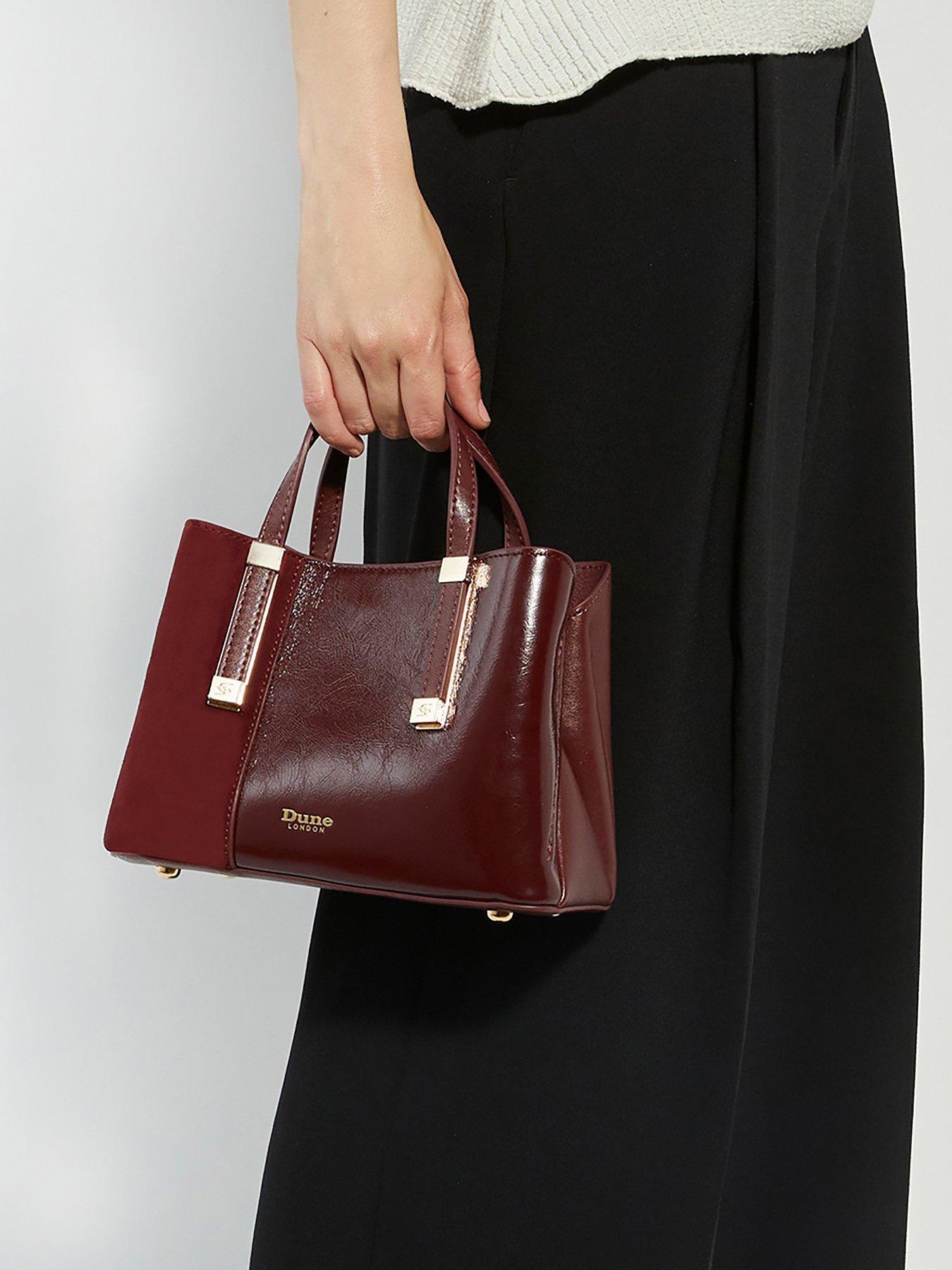 Dune London Dinkydorry Textured Suede Mix Tote Bag - Burgundy