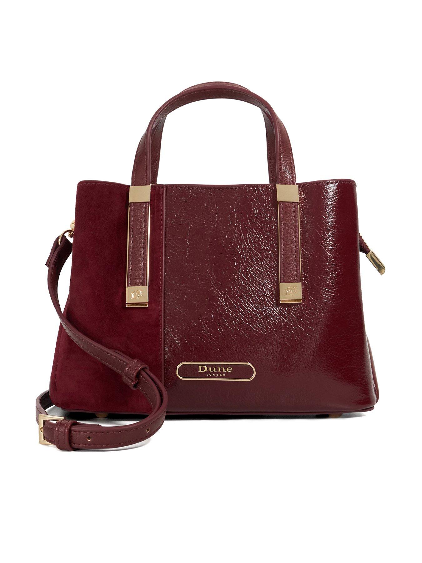 Image 1 of 7 of Dune London Dinkydorry Textured Suede Mix Tote Bag - Burgundy
