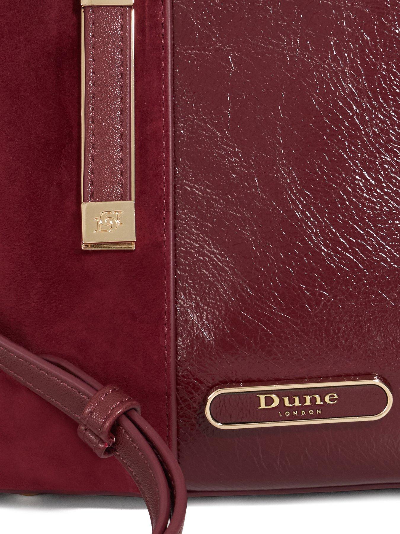 Image 7 of 7 of Dune London Dinkydorry Textured Suede Mix Tote Bag - Burgundy