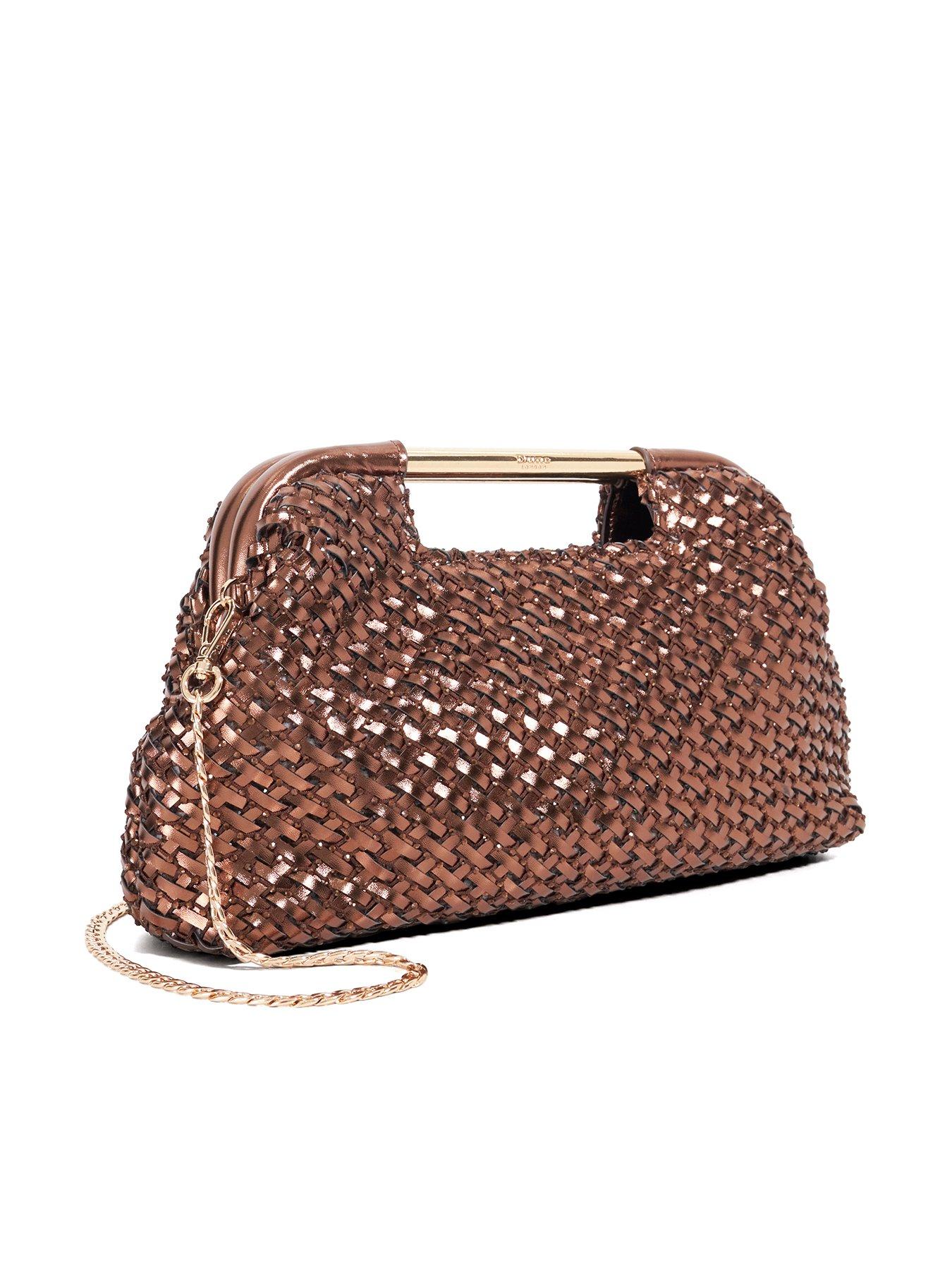 Image 2 of 4 of Dune London Expression Woven Grab Bag With Chain Handle - Bronze
