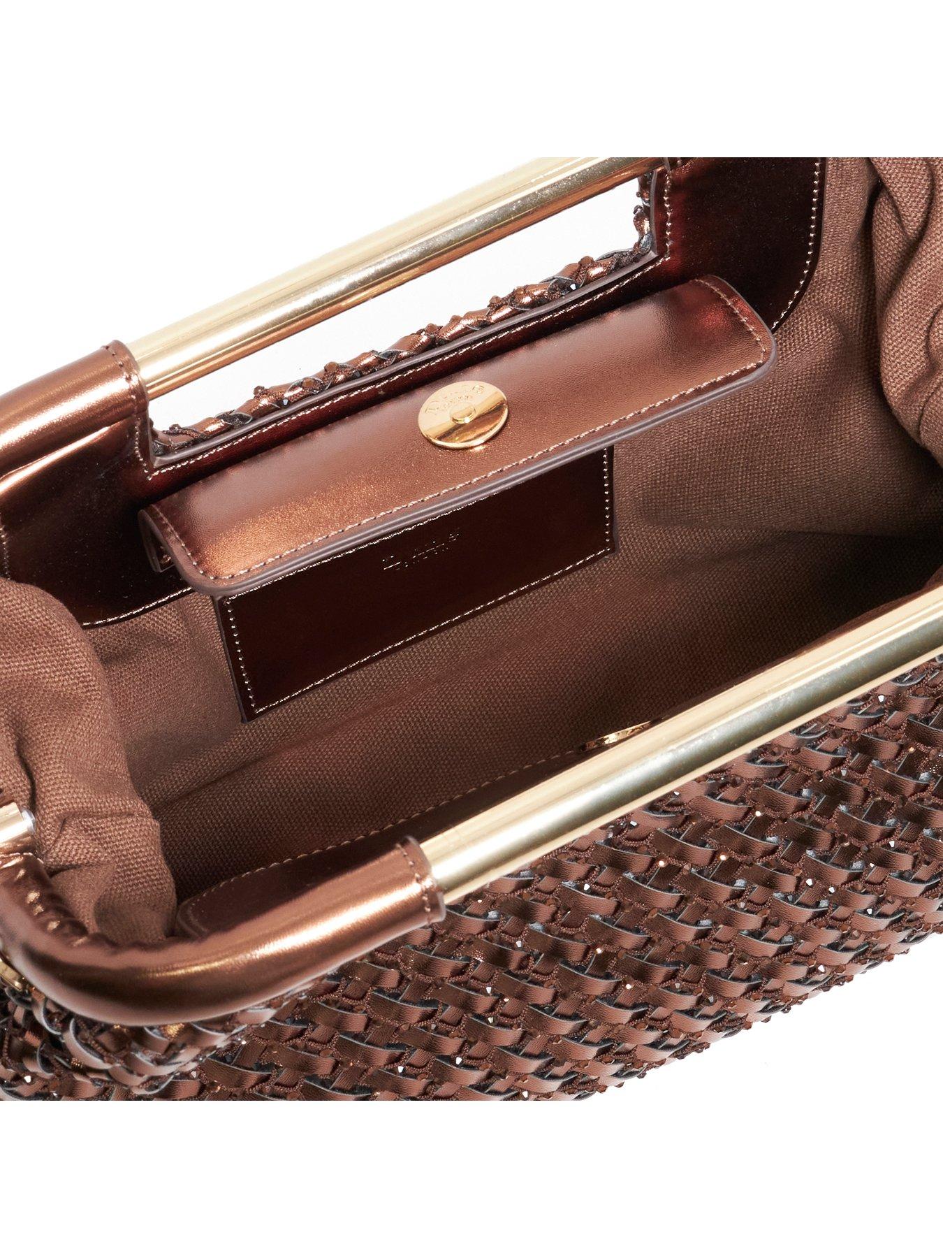 Image 4 of 4 of Dune London Expression Woven Grab Bag With Chain Handle - Bronze