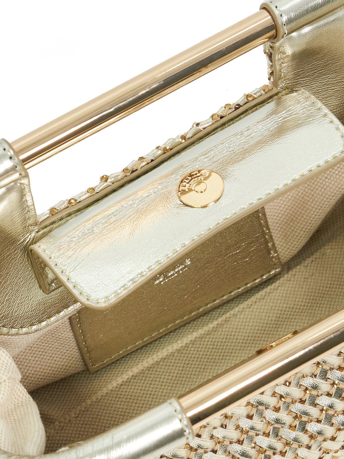Image 5 of 6 of Dune London Expression Woven Grab Bag With Chain Handle - Gold