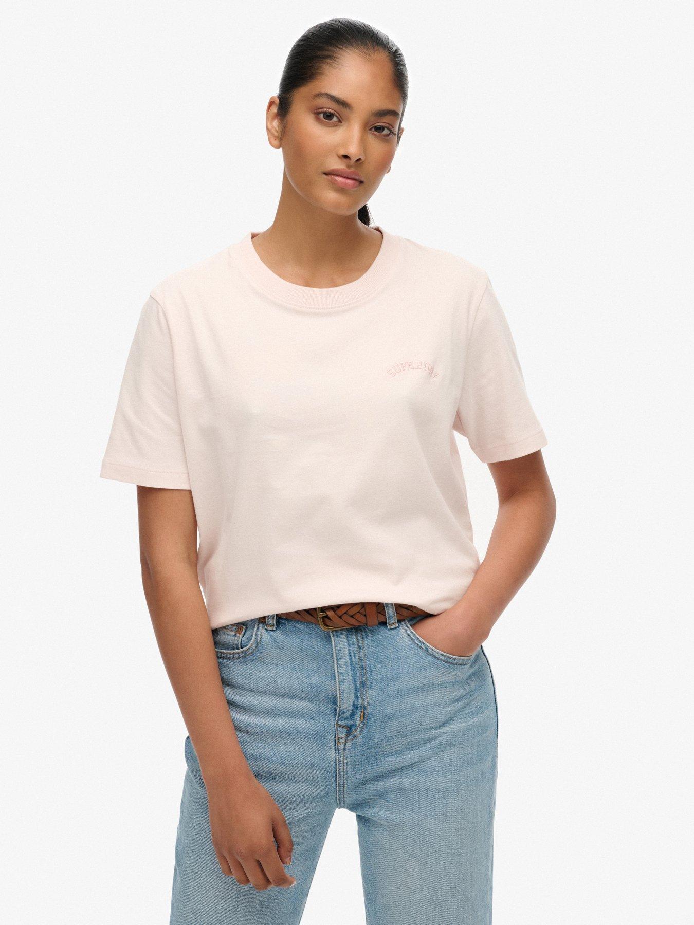 undefined Essential Logo Embroidered Tee - Pink