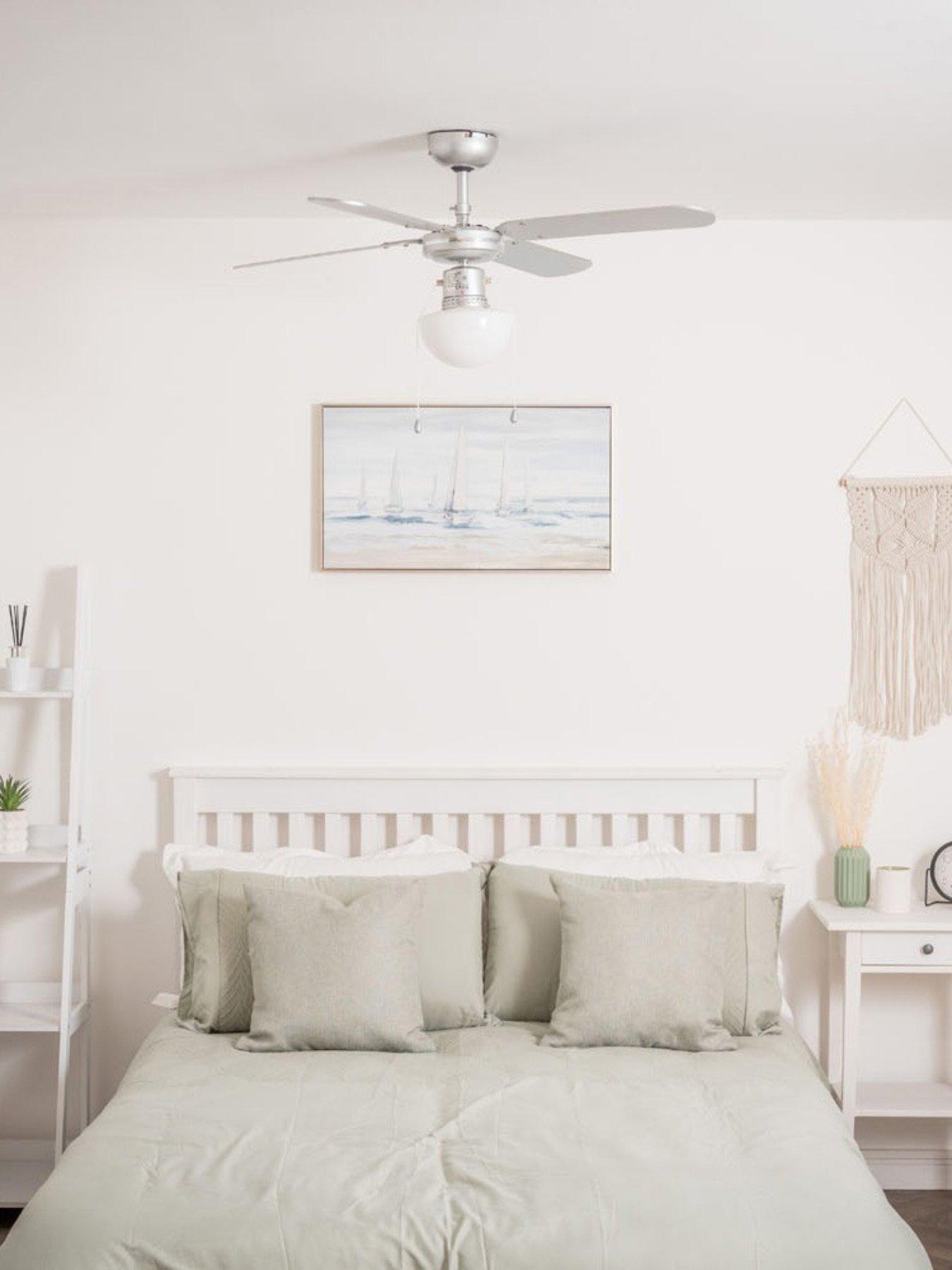 Image 1 of 5 of ValueLights Mirage Silver Grey / Black 42 Ceiling Fan With Opal Glass