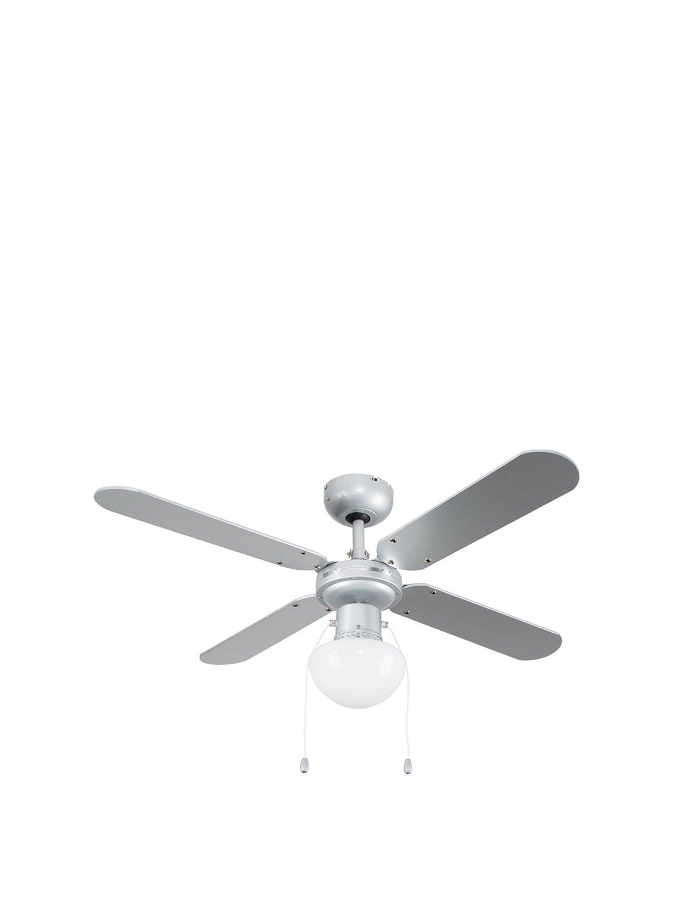 Image 2 of 5 of ValueLights Mirage Silver Grey / Black 42 Ceiling Fan With Opal Glass