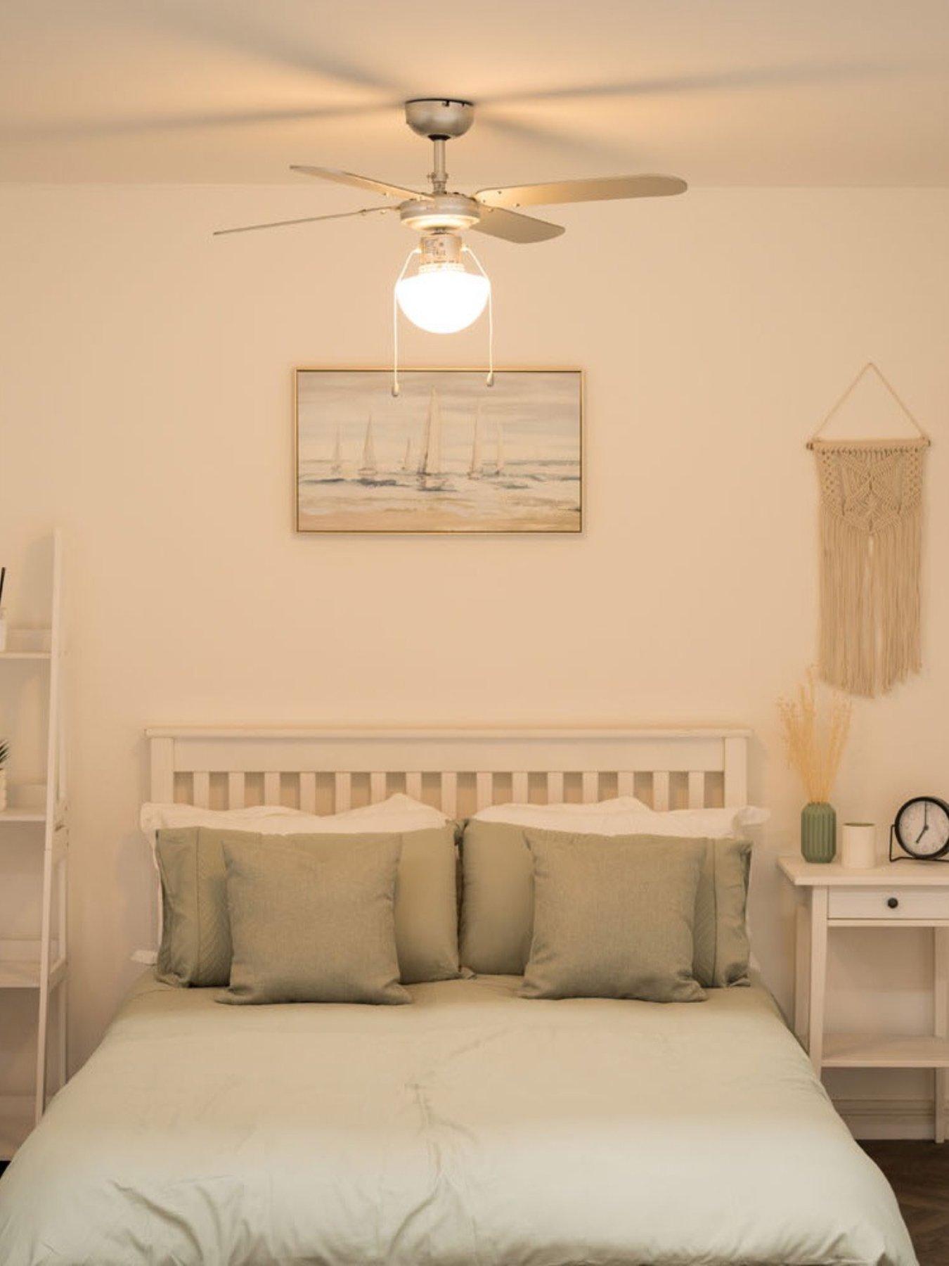 Image 3 of 5 of ValueLights Mirage Silver Grey / Black 42 Ceiling Fan With Opal Glass