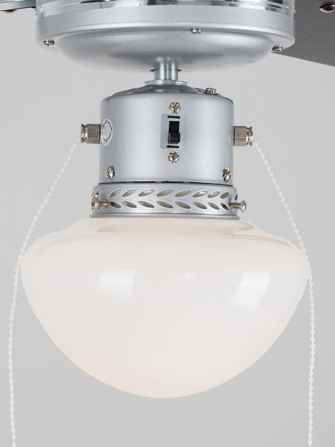 Image 4 of 5 of ValueLights Mirage Silver Grey / Black 42 Ceiling Fan With Opal Glass