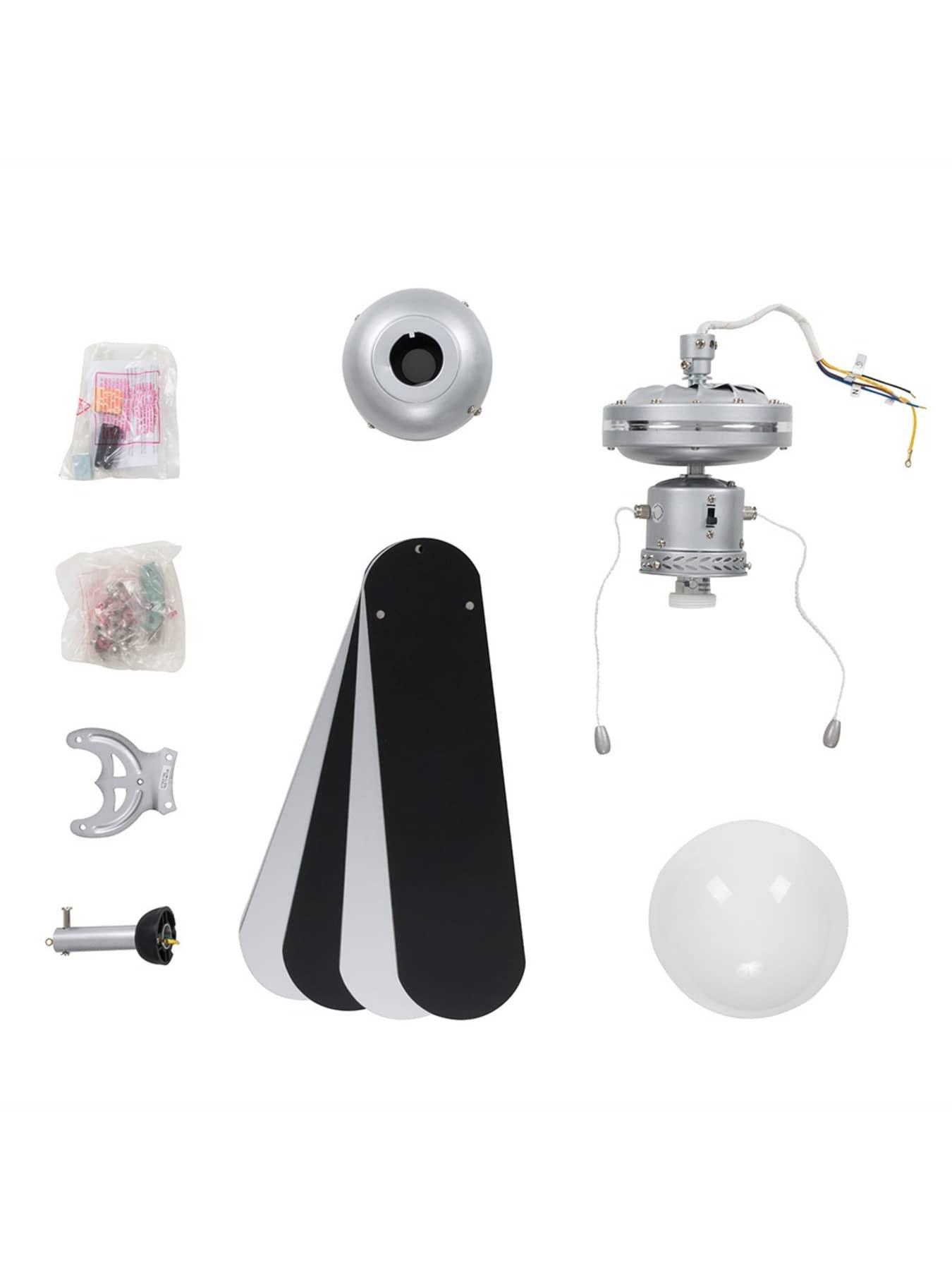 Image 5 of 5 of ValueLights Mirage Silver Grey / Black 42 Ceiling Fan With Opal Glass