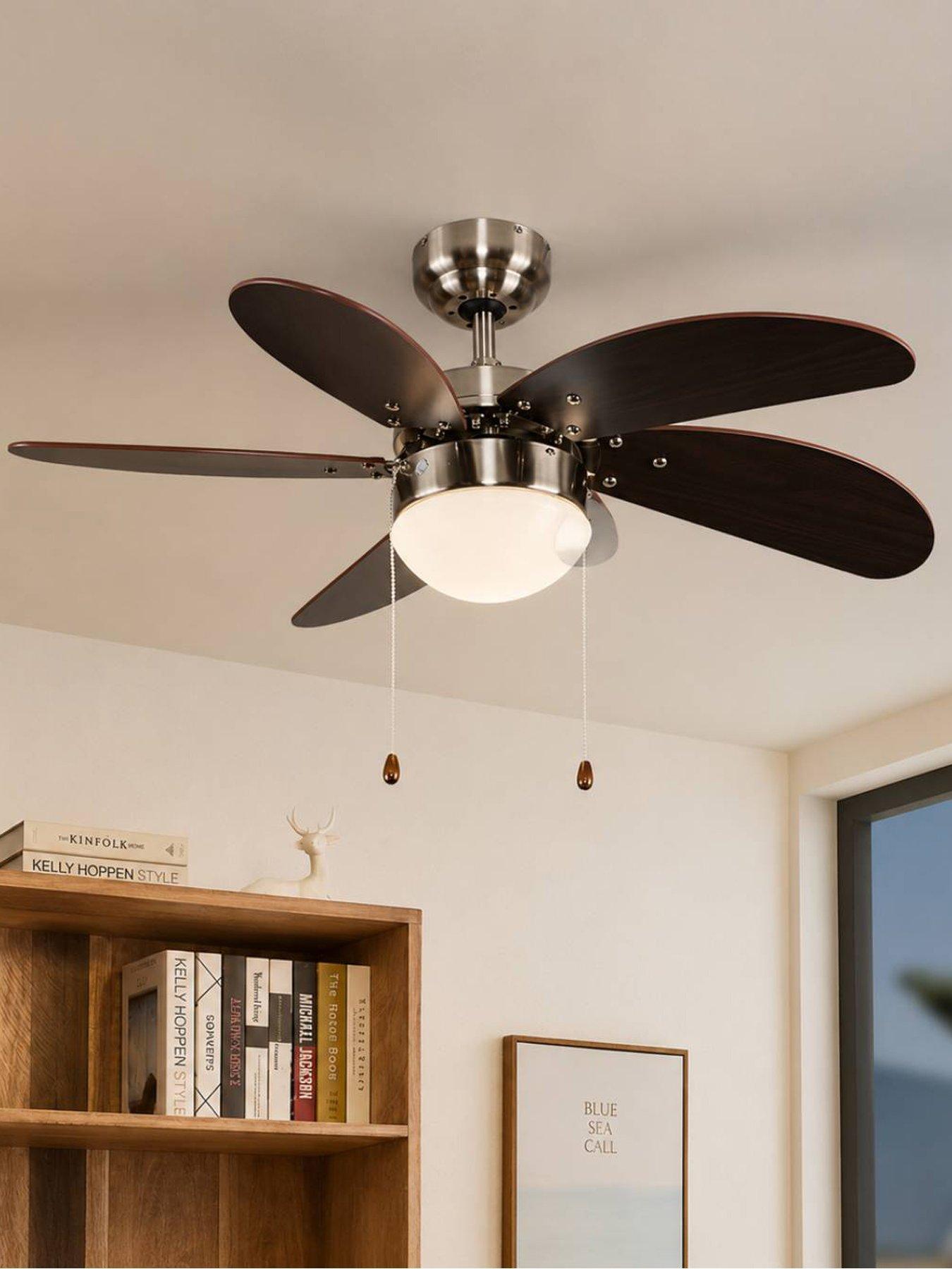 ValueLights Typhoon Brushed Chrome 30 Ceiling Fan With Light