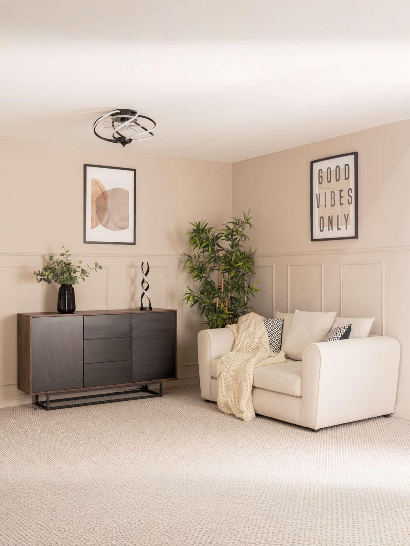 ValueLights Infinity Matt Black Swirl Integrated Led Ceiling Fan With Remote Control