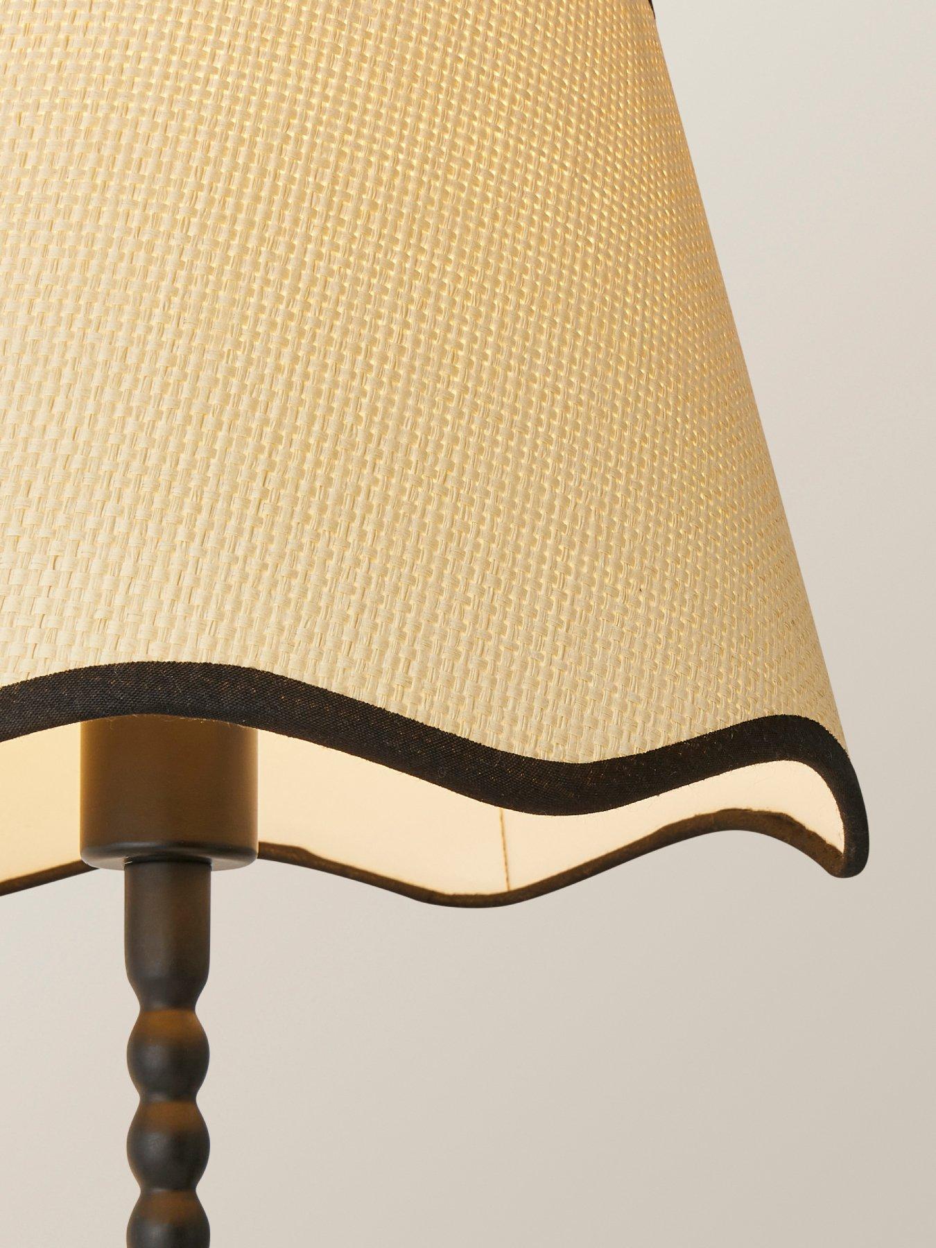 Image 5 of 6 of ValueLights Maeve Black Bobble Table Lampwith Black Trim Scallop Shade