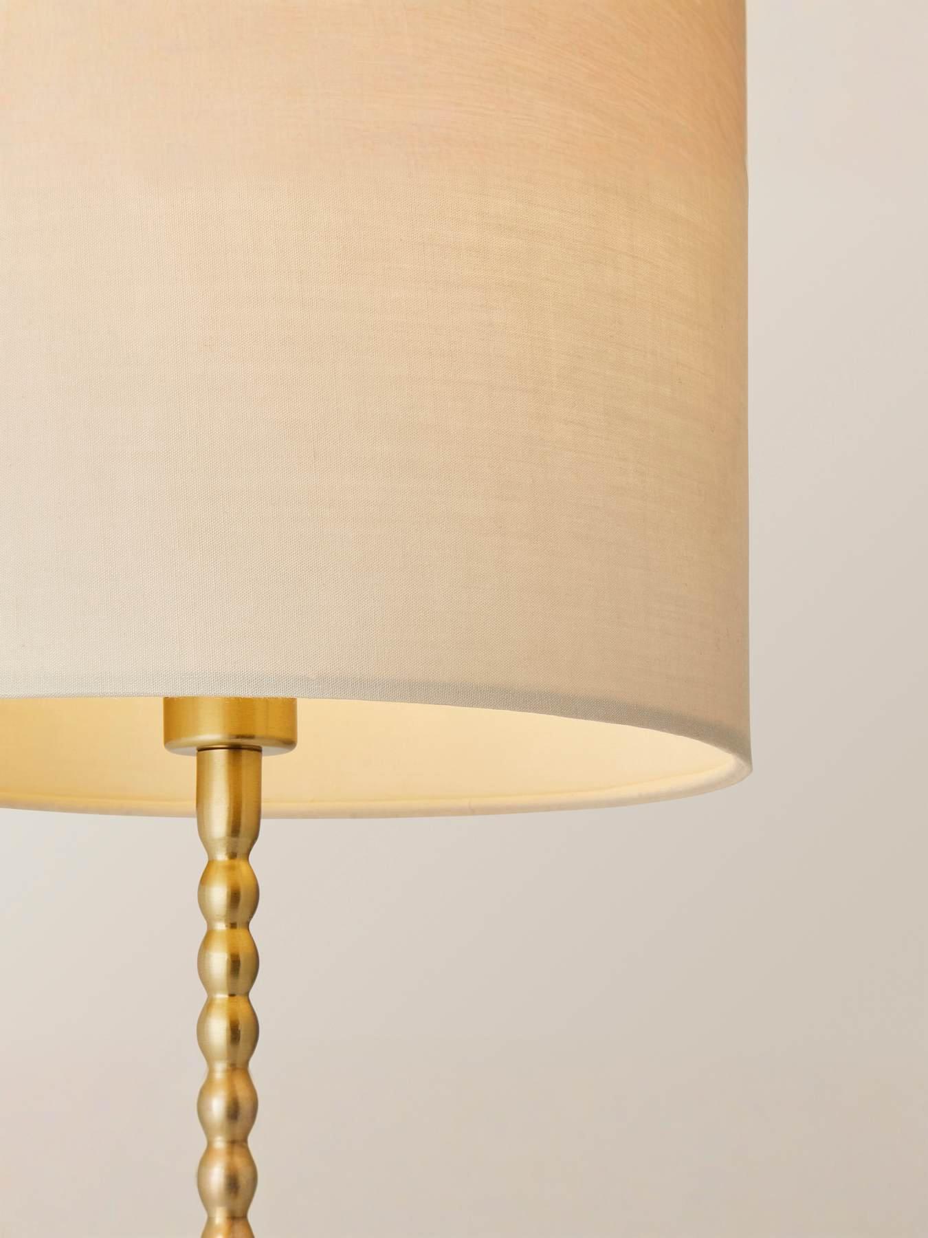  image of valuelights-maeve-brushed-gold-bobble-table-lampnbspwith-natural-fabric-shade
