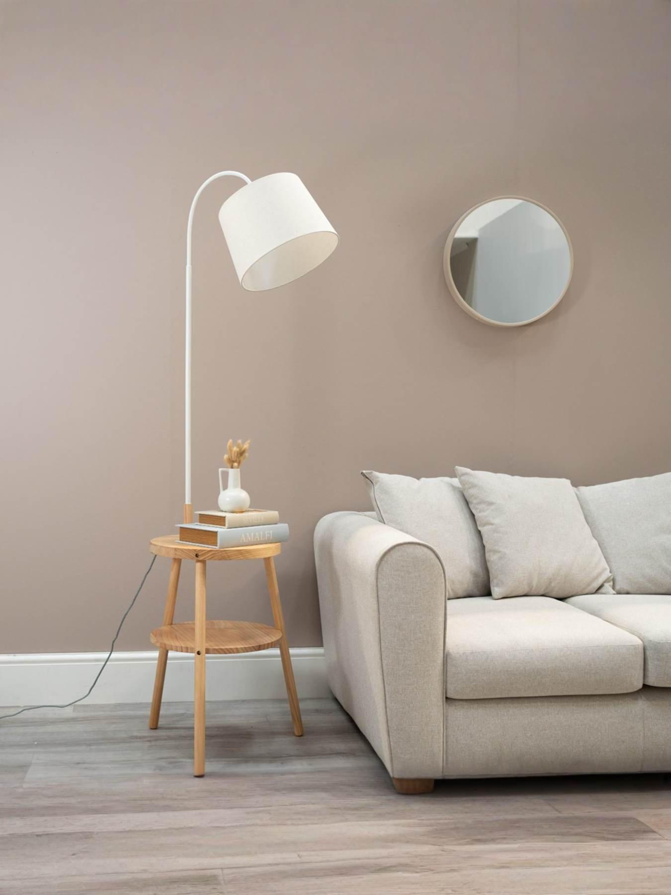 undefined Crowther Light Wood Floor Lamp With Shelves