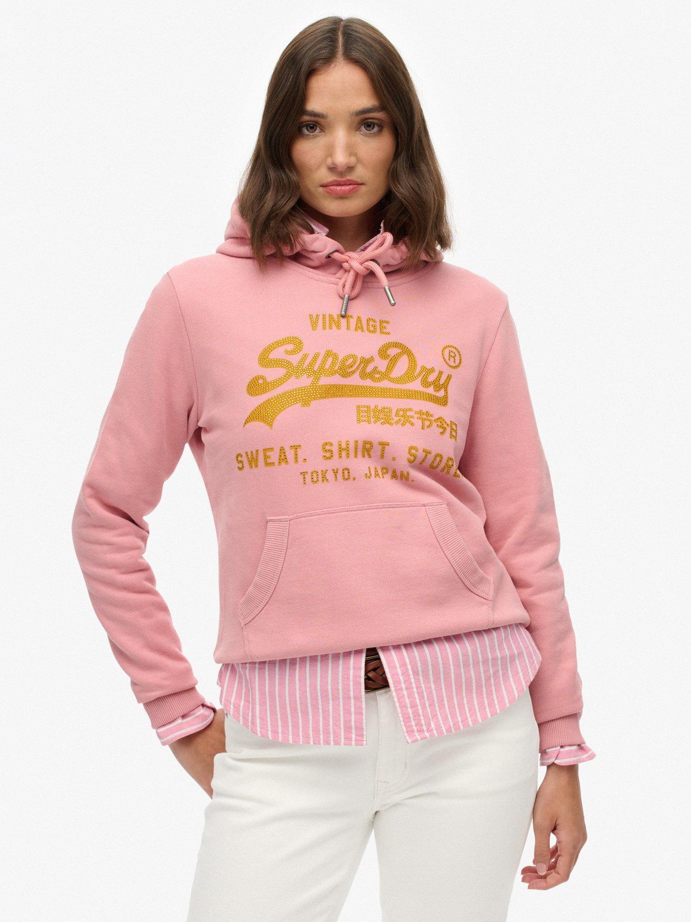  image of superdry-embellished-relaxed-hoodie-pink