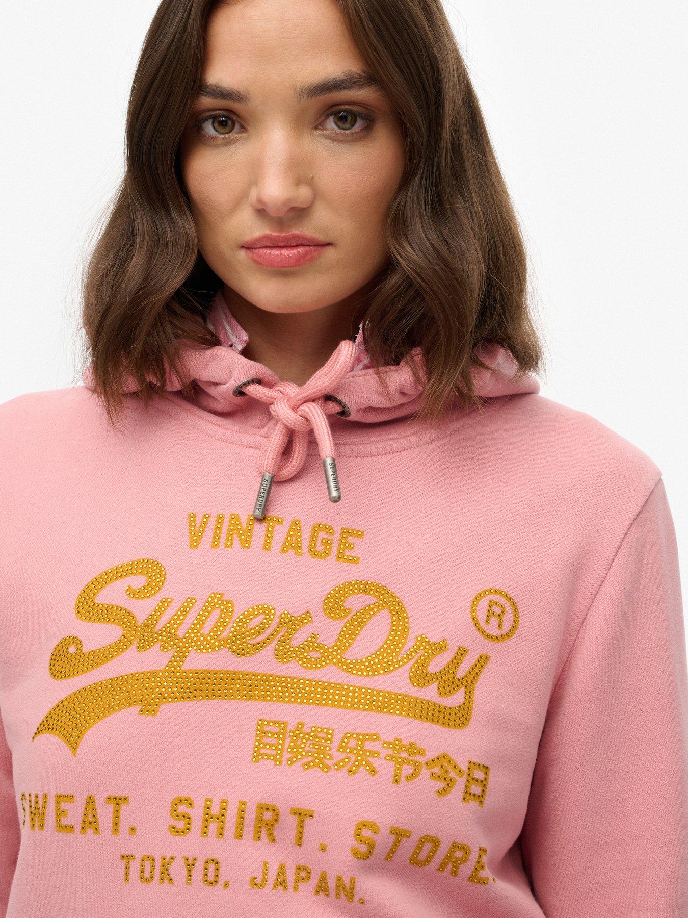  image of superdry-embellished-relaxed-hoodie-pink
