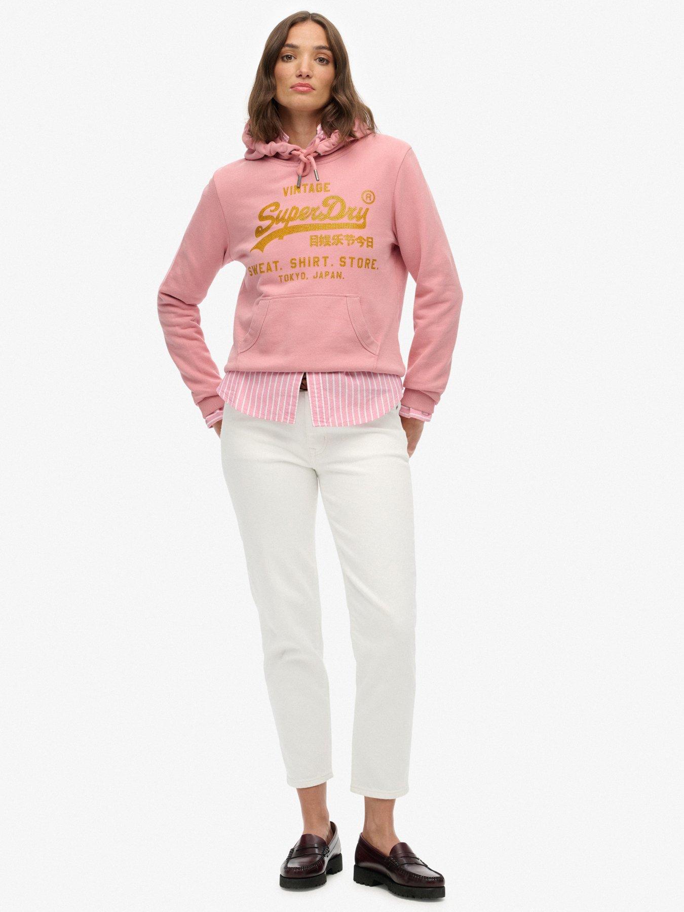  image of superdry-embellished-relaxed-hoodie-pink