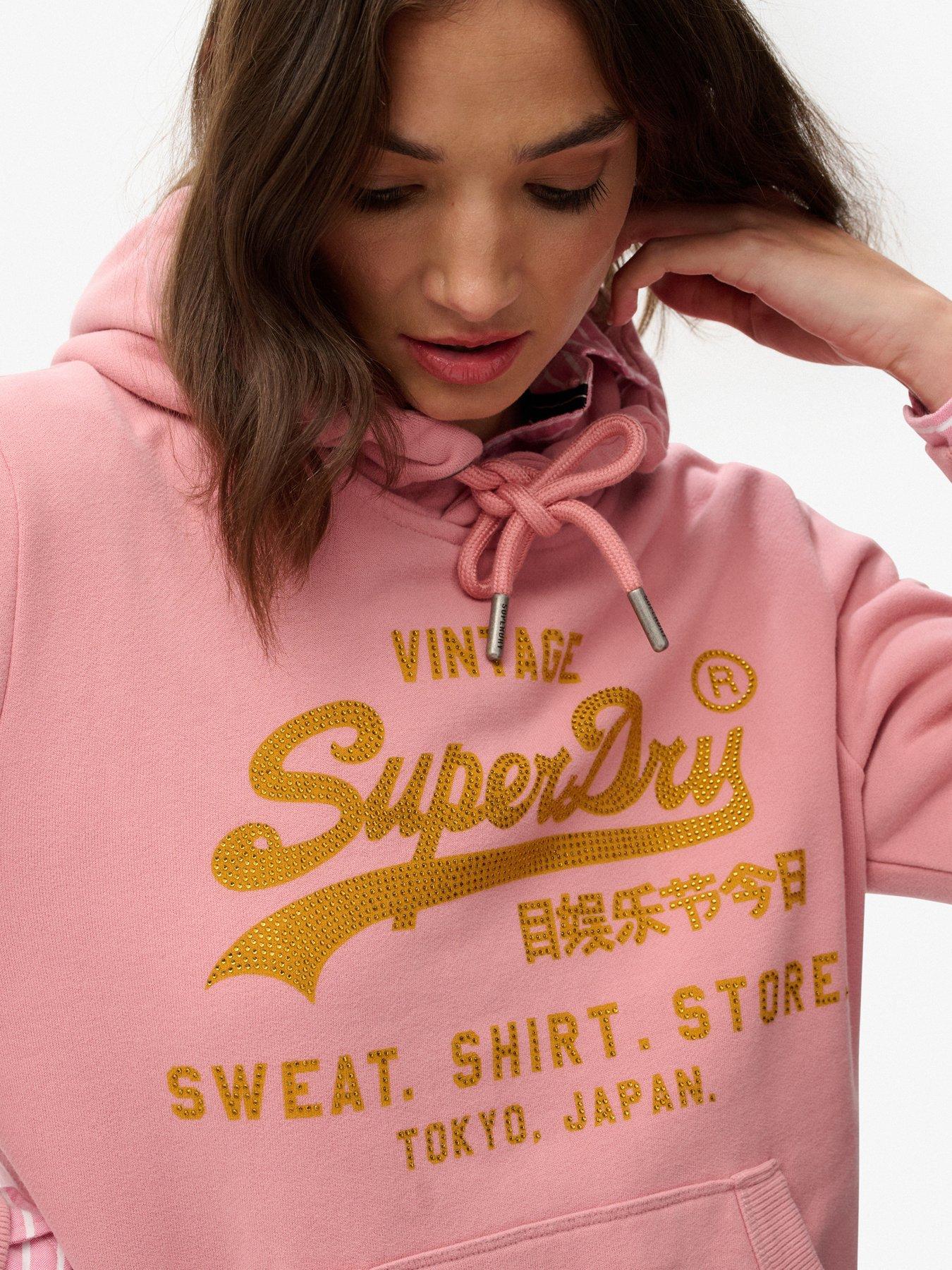  image of superdry-embellished-relaxed-hoodie-pink