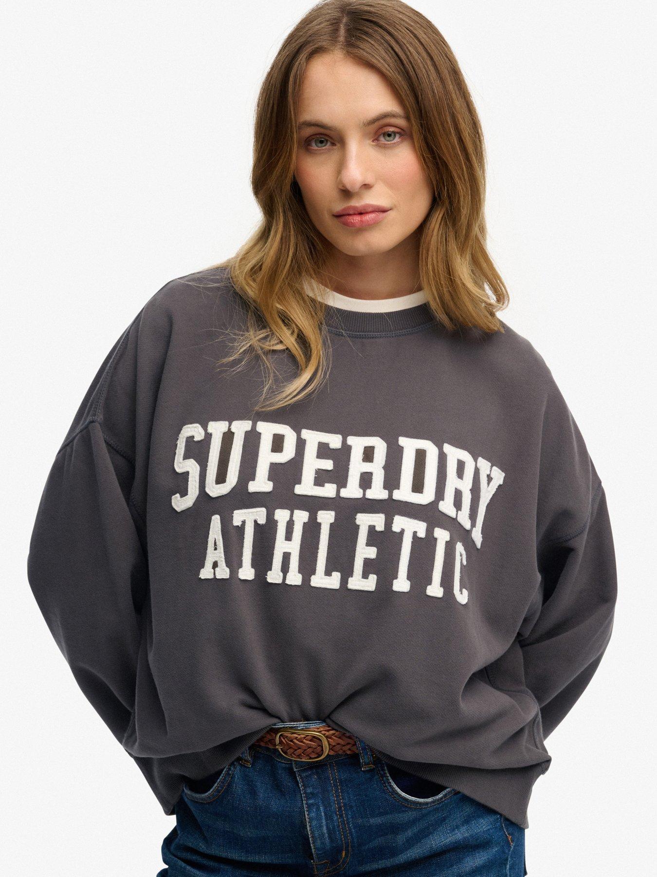 Superdry Essentials Relaxed Applique Crew Sweater - Grey