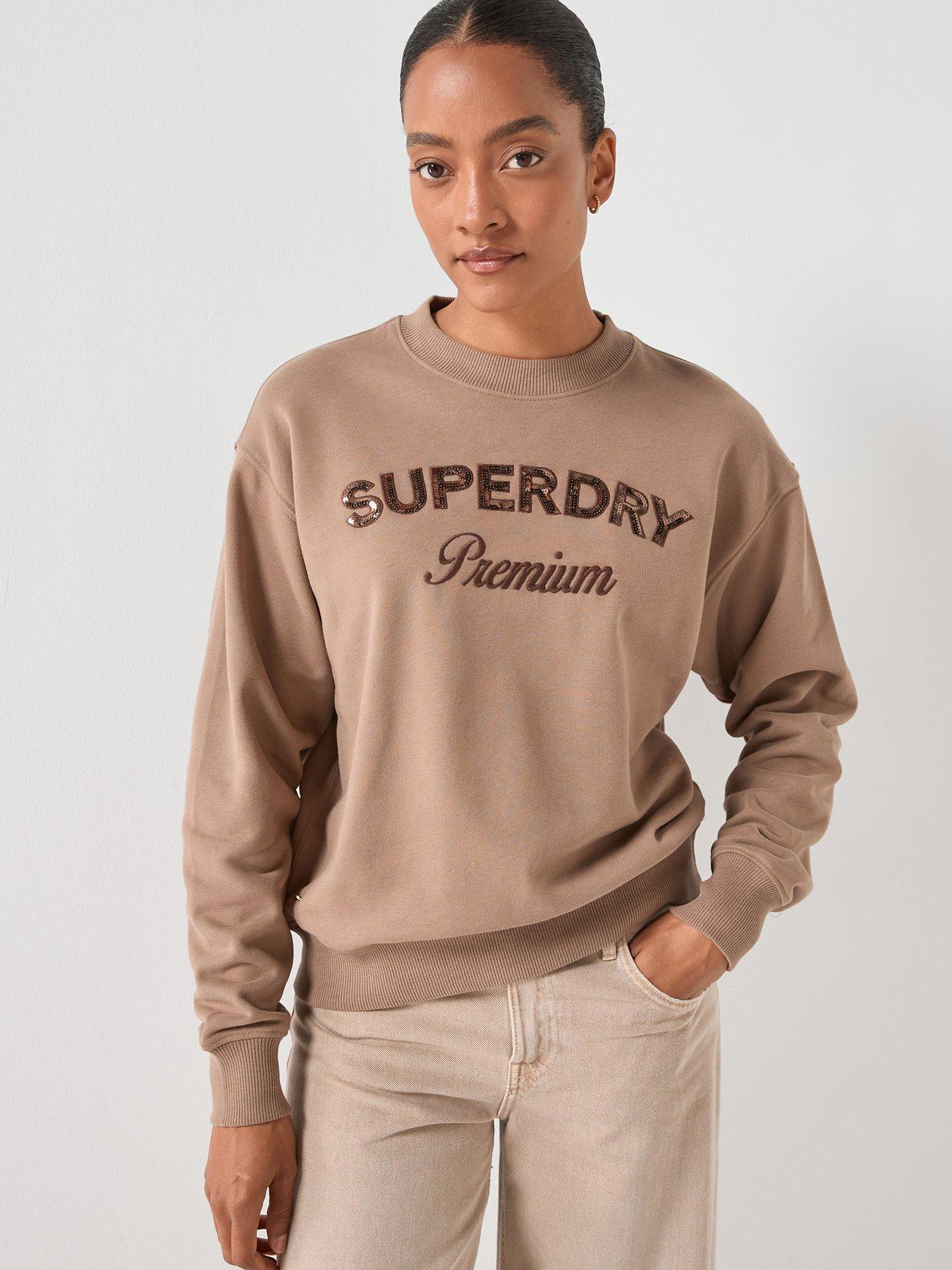  image of superdry-premium-design-loose-crew-sweater-brown