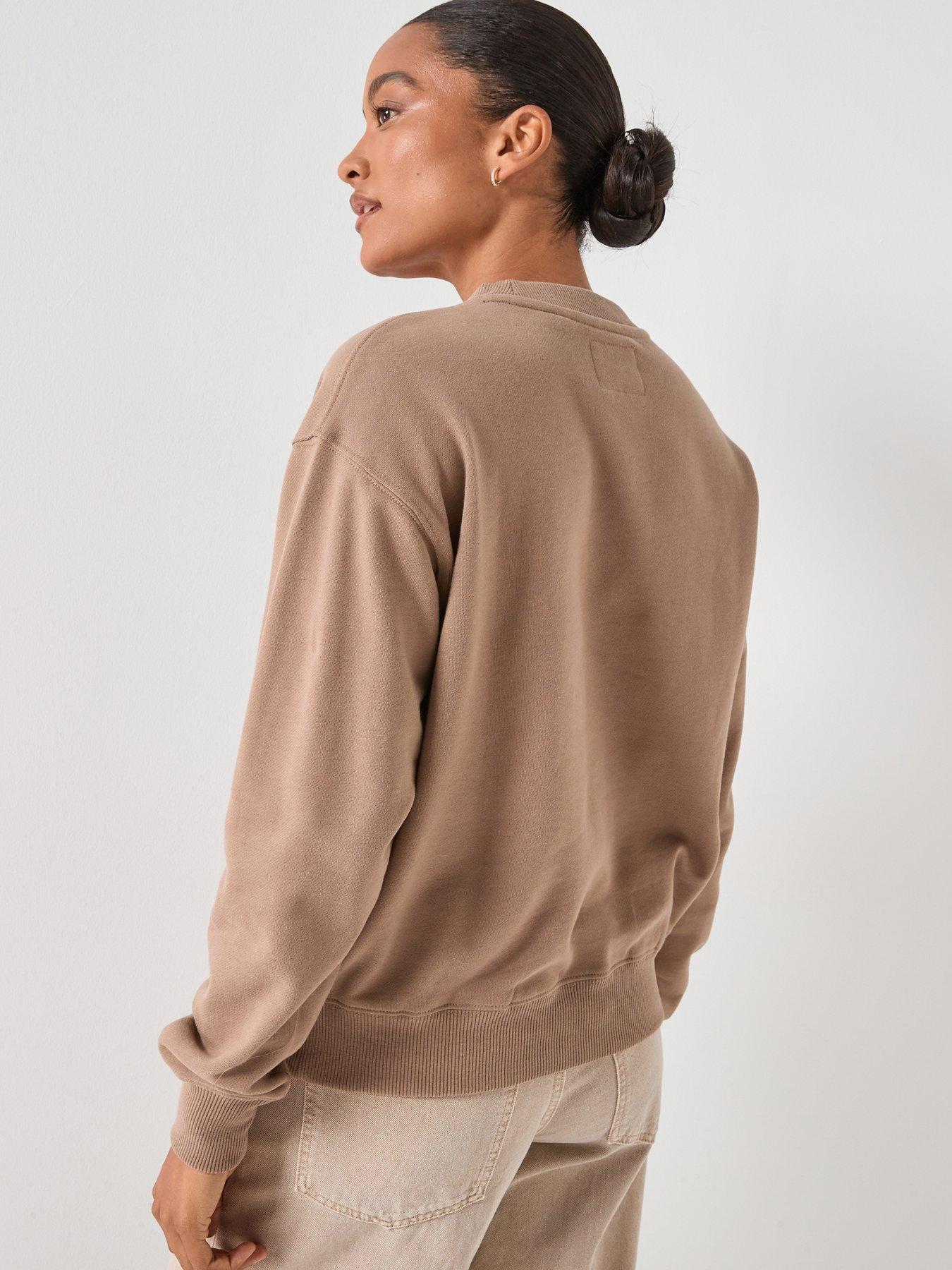  image of superdry-premium-design-loose-crew-sweater-brown