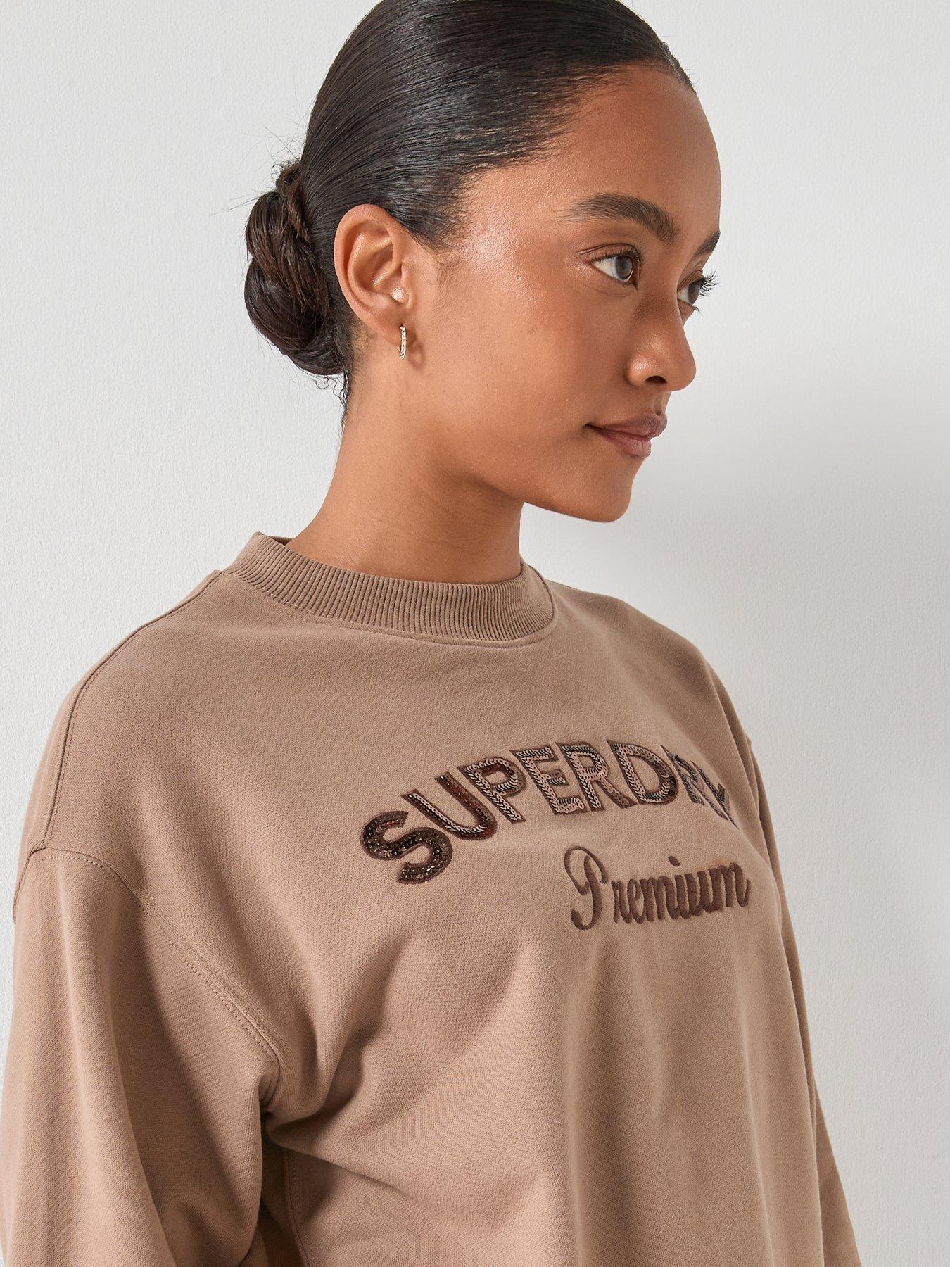  image of superdry-premium-design-loose-crew-sweater-brown