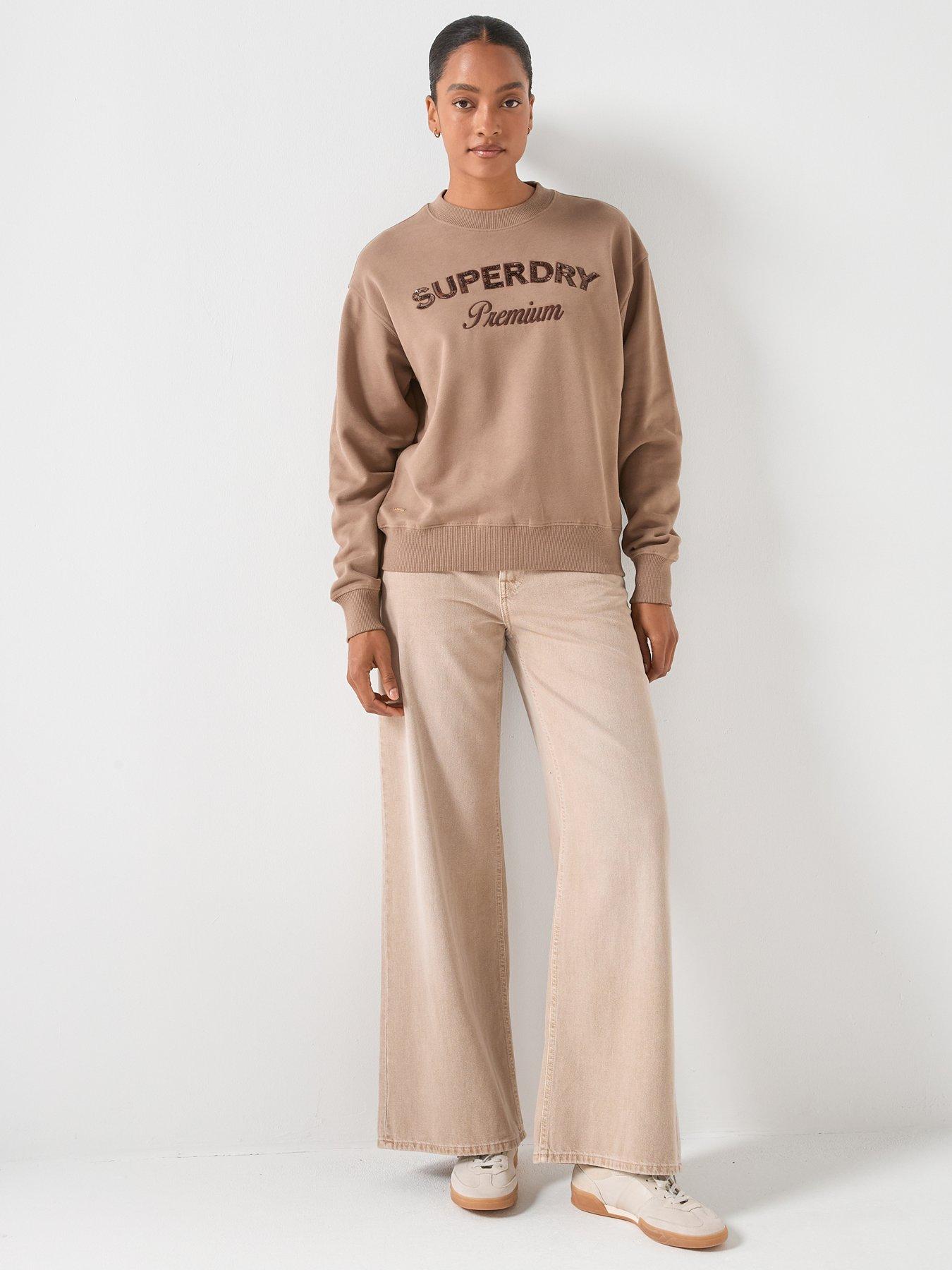  image of superdry-premium-design-loose-crew-sweater-brown