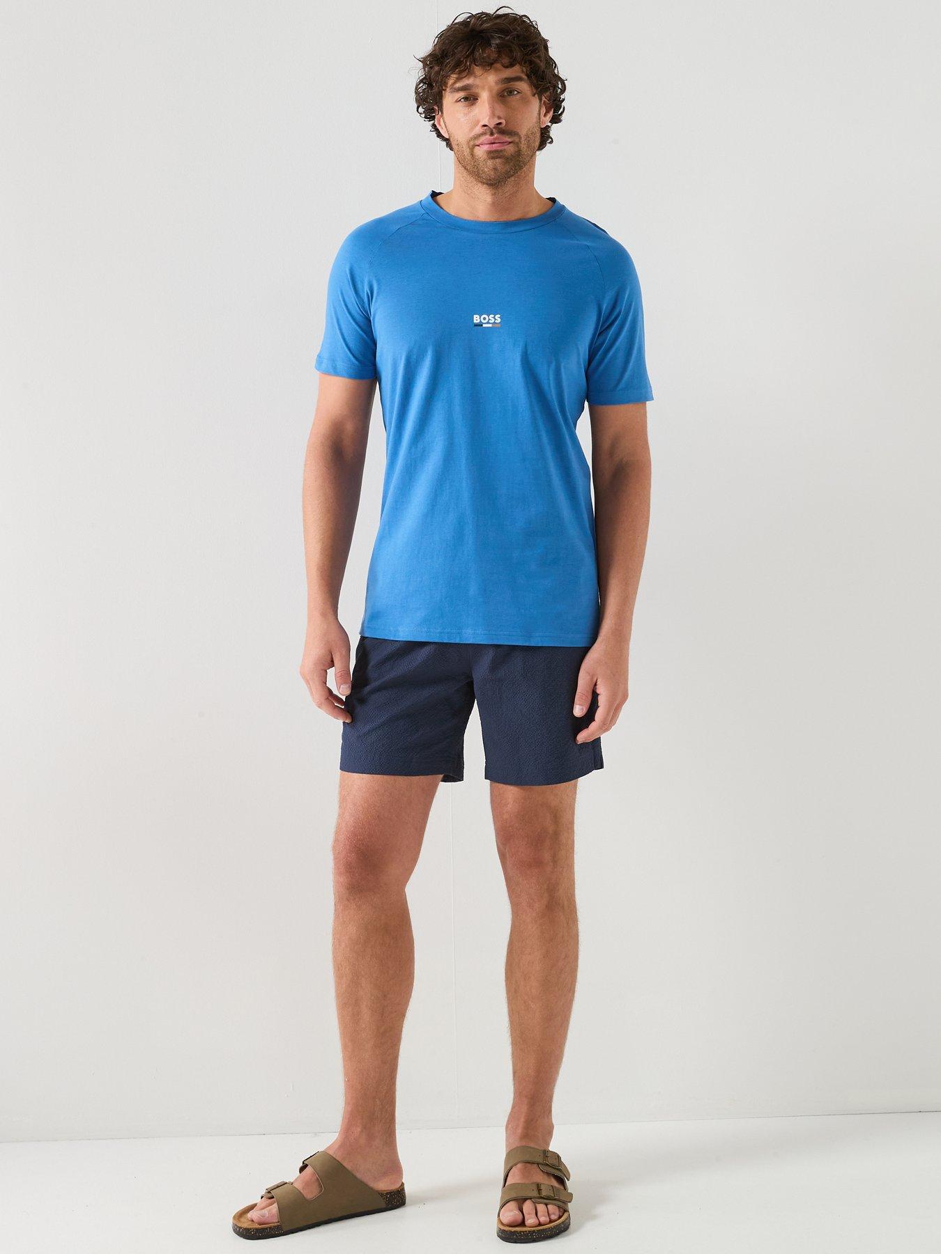 Image 3 of 5 of BOSS Bodywear Rn Slim Fit Stripe T-Shirt - Bright Blue