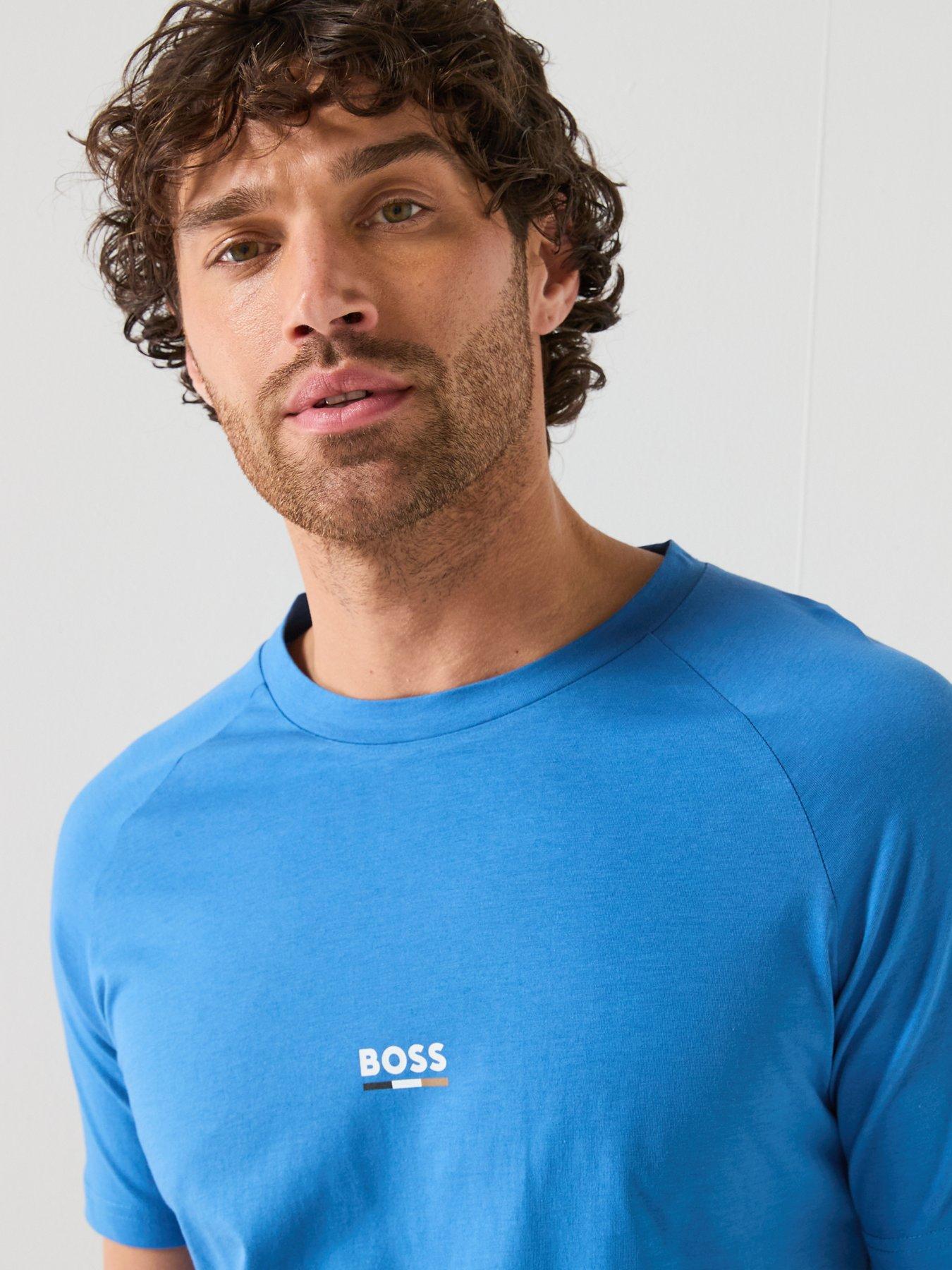 Image 4 of 5 of BOSS Bodywear Rn Slim Fit Stripe T-Shirt - Bright Blue